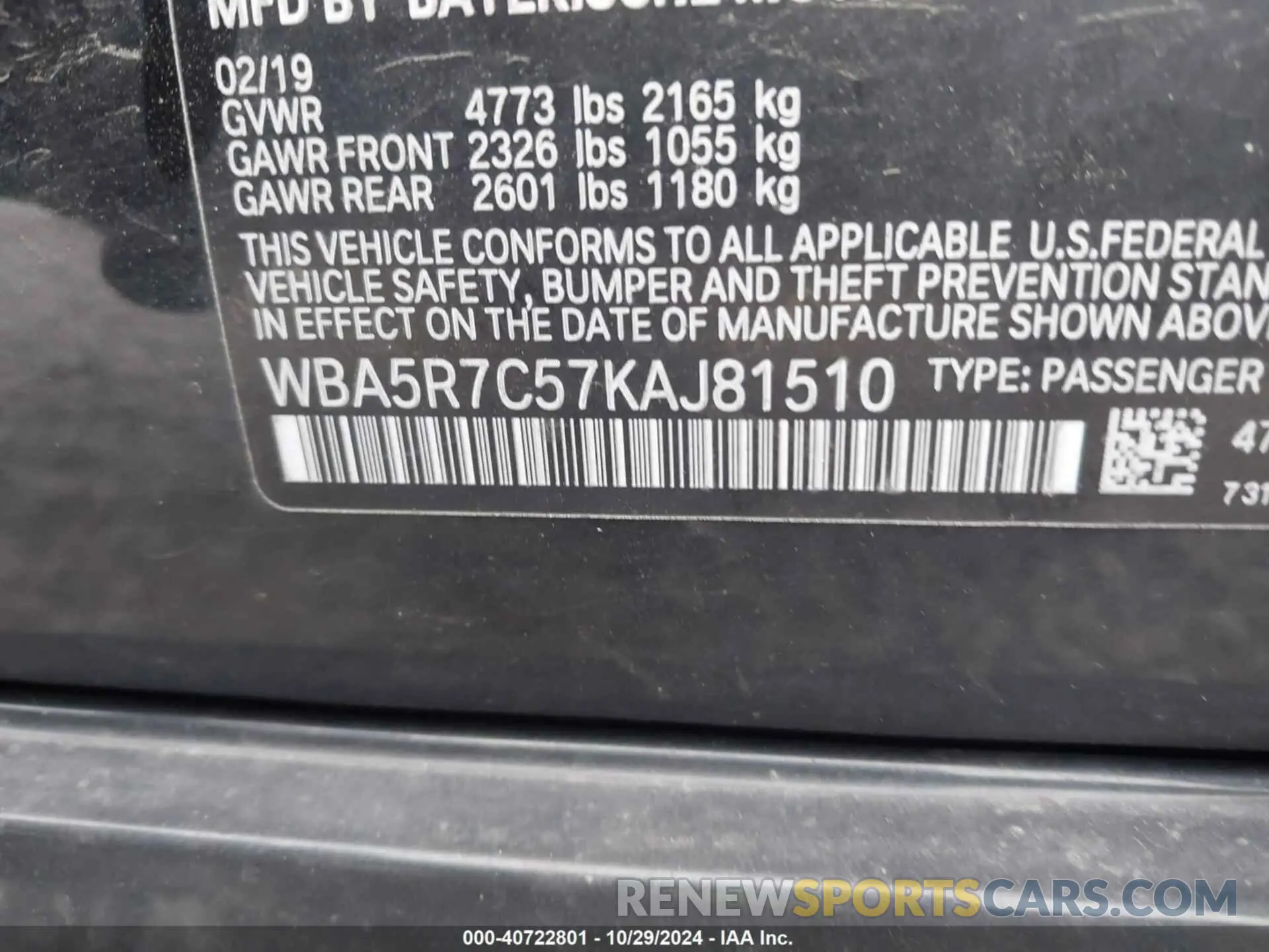 9 fotografías del automóvil dañado WBA5R7C57KAJ81510 BMW 330I 2019