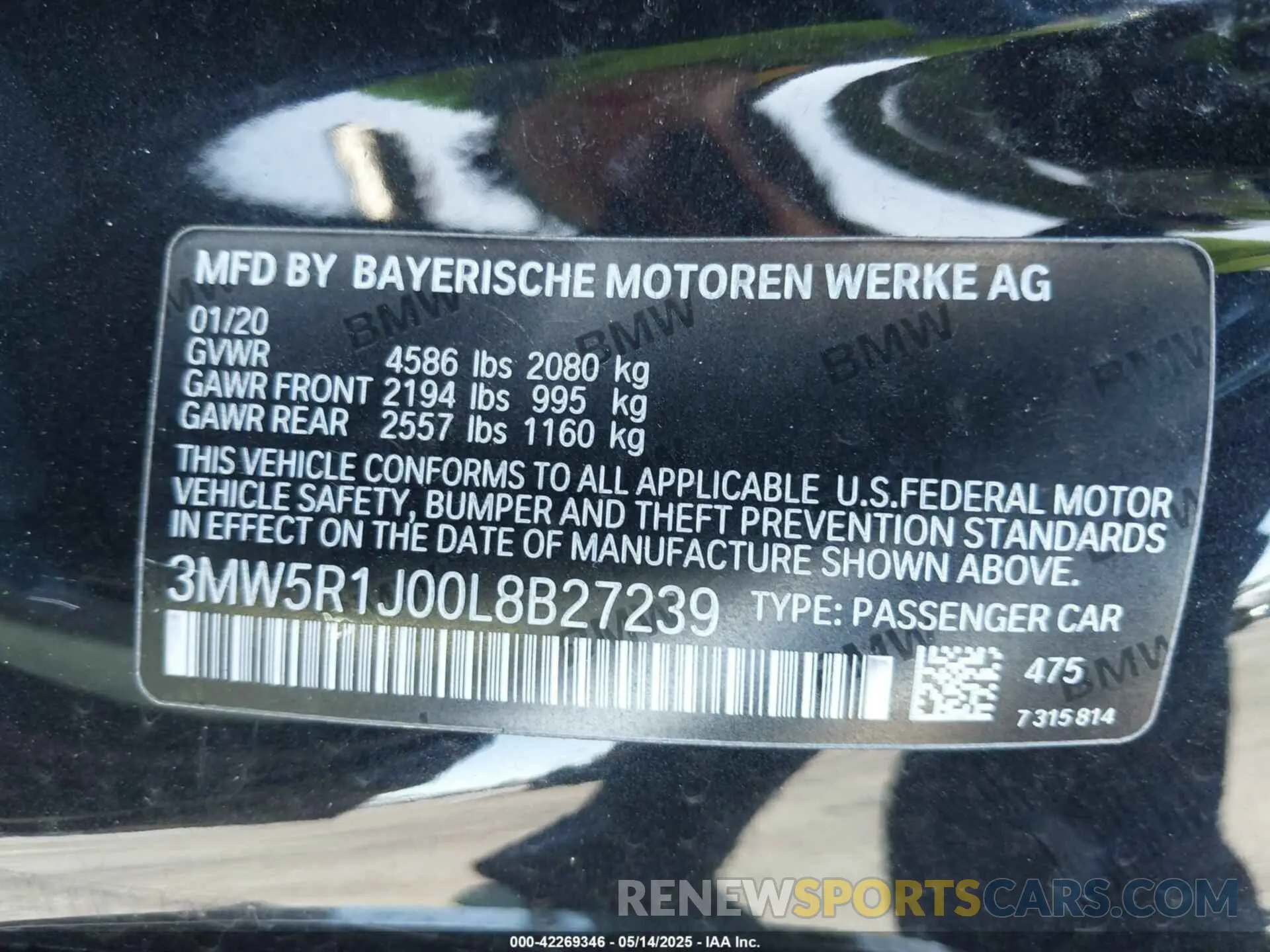 9 fotografías del automóvil dañado 3MW5R1J00L8B27239 BMW 330I 2020