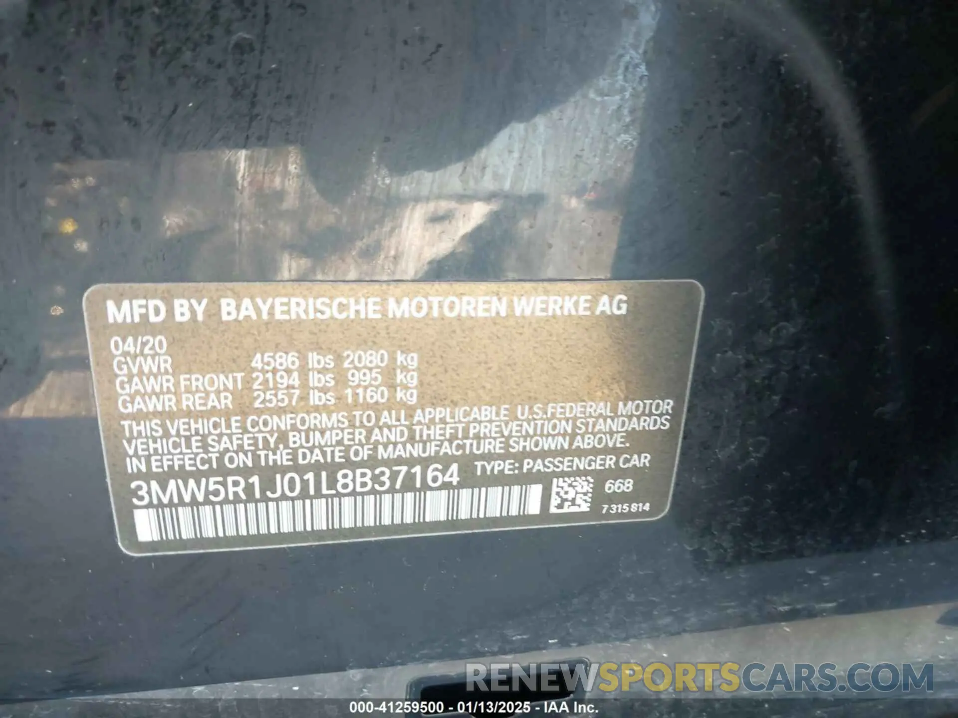 9 fotografías del automóvil dañado 3MW5R1J01L8B37164 BMW 330I 2020