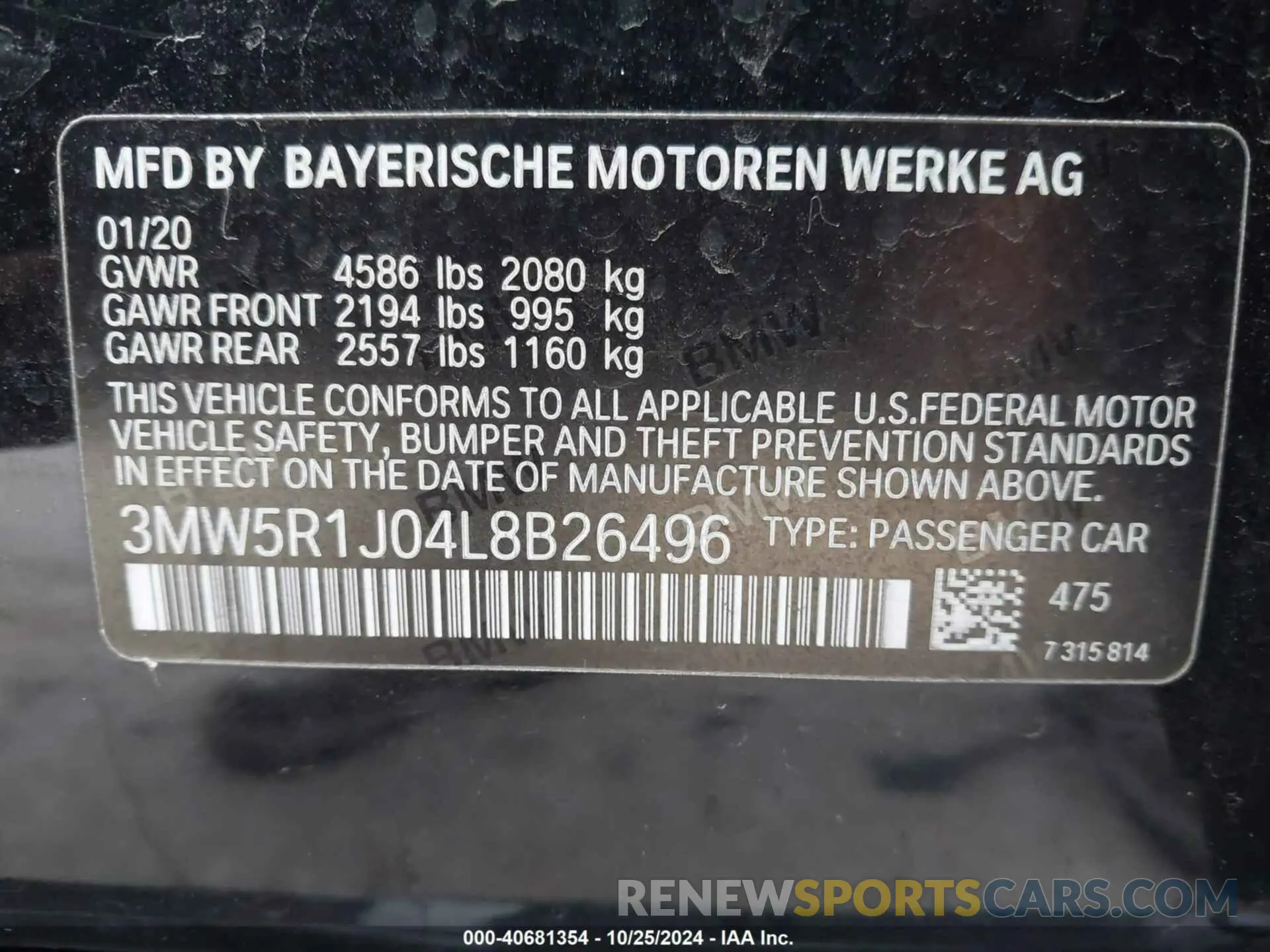 9 fotografías del automóvil dañado 3MW5R1J04L8B26496 BMW 330I 2020