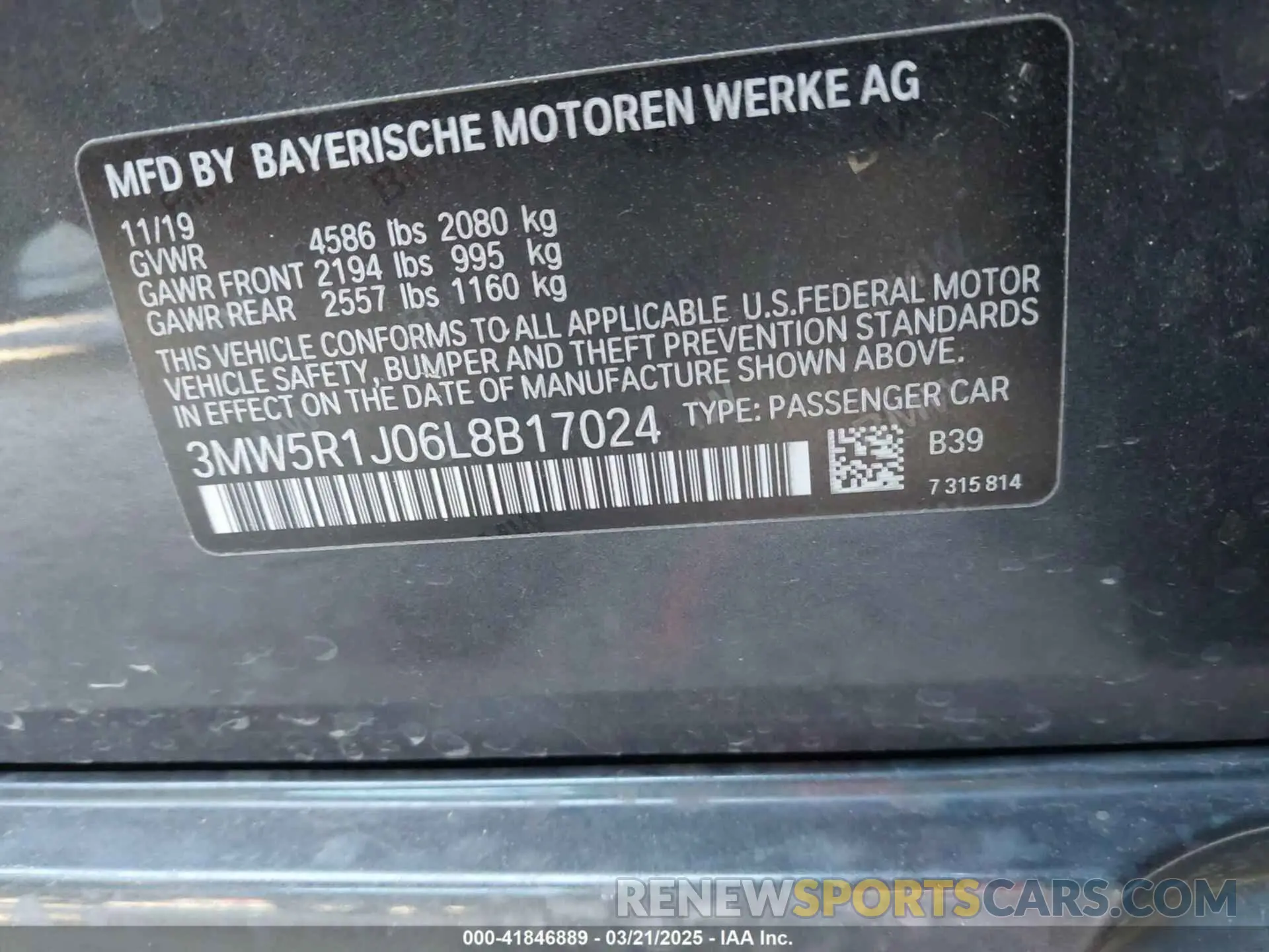 9 fotografías del automóvil dañado 3MW5R1J06L8B17024 BMW 330I 2020