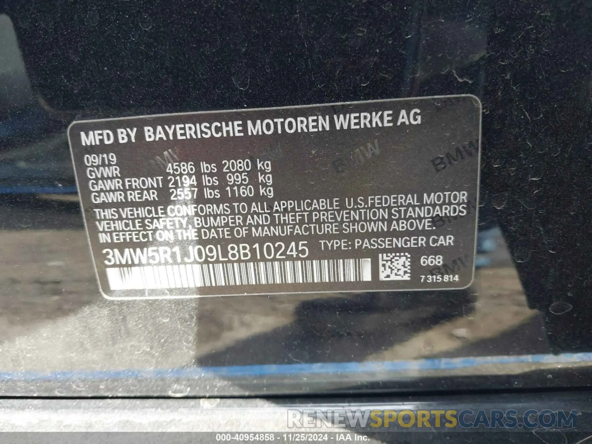 9 fotografías del automóvil dañado 3MW5R1J09L8B10245 BMW 330I 2020