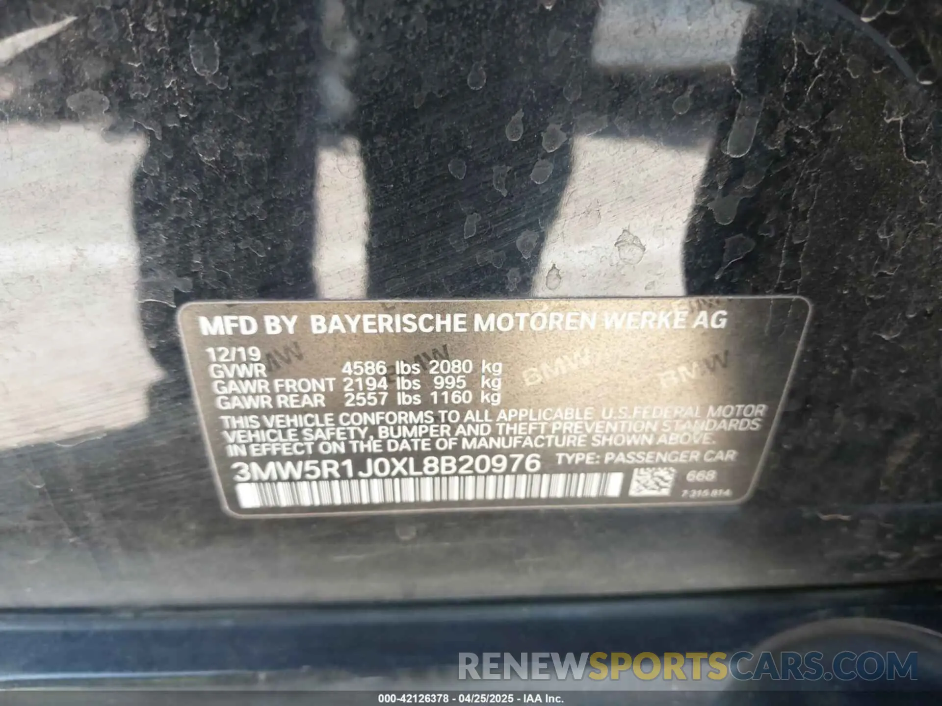9 fotografías del automóvil dañado 3MW5R1J0XL8B20976 BMW 330I 2020