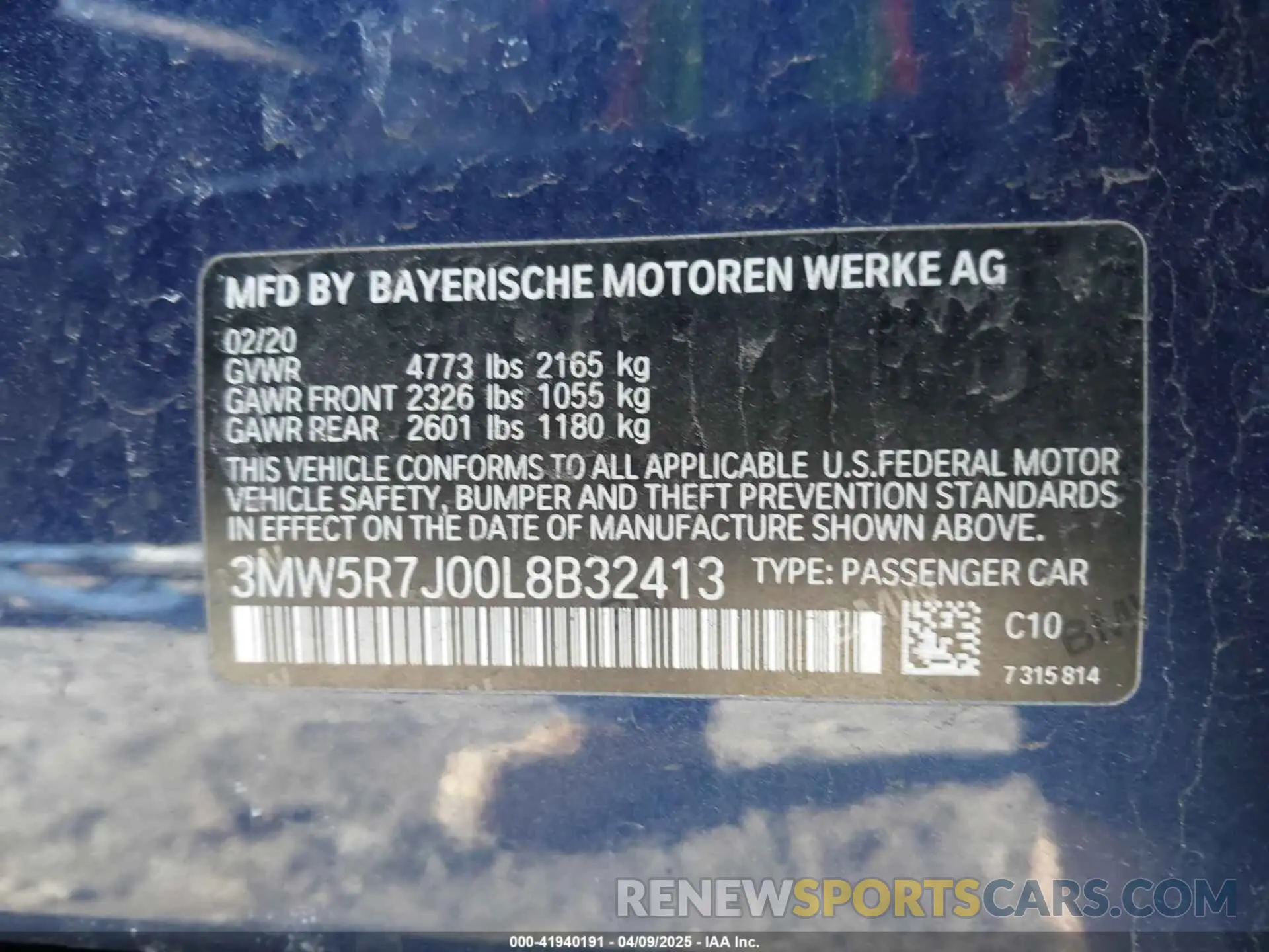 9 fotografías del automóvil dañado 3MW5R7J00L8B32413 BMW 330I 2020