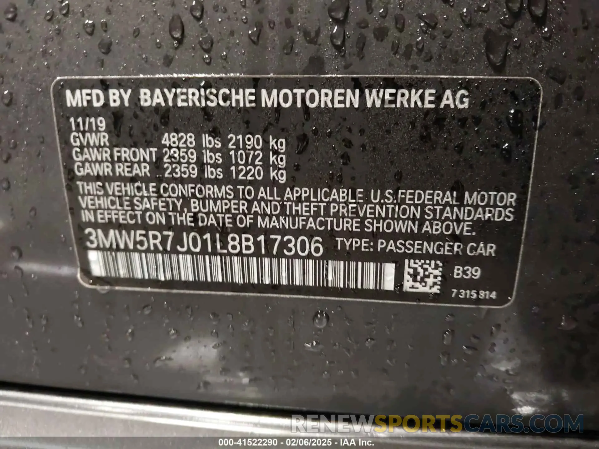 9 fotografías del automóvil dañado 3MW5R7J01L8B17306 BMW 330I 2020