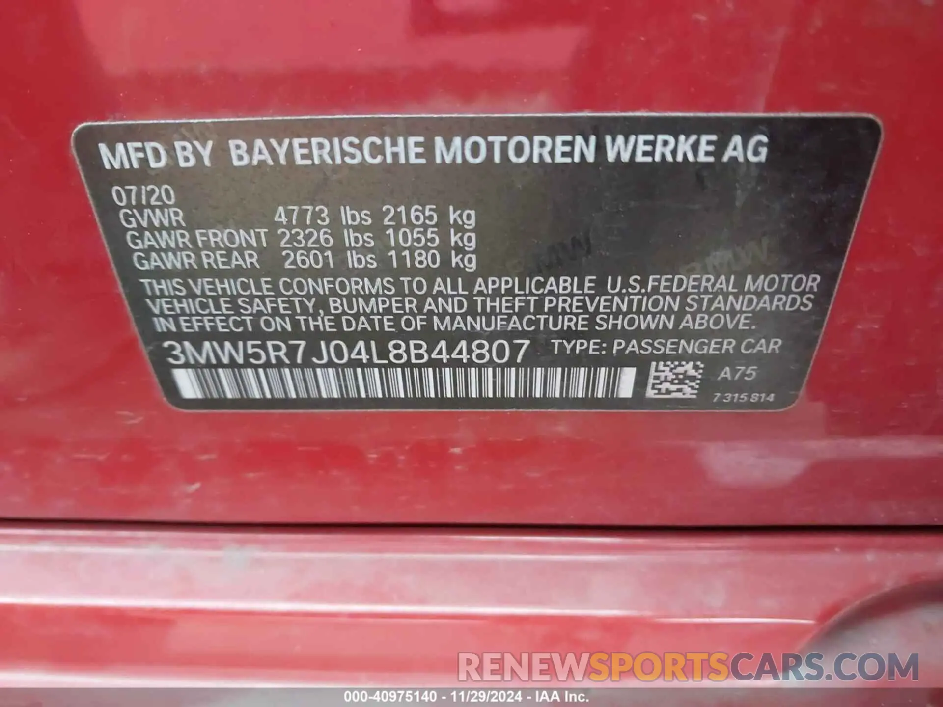 9 fotografías del automóvil dañado 3MW5R7J04L8B44807 BMW 330I 2020