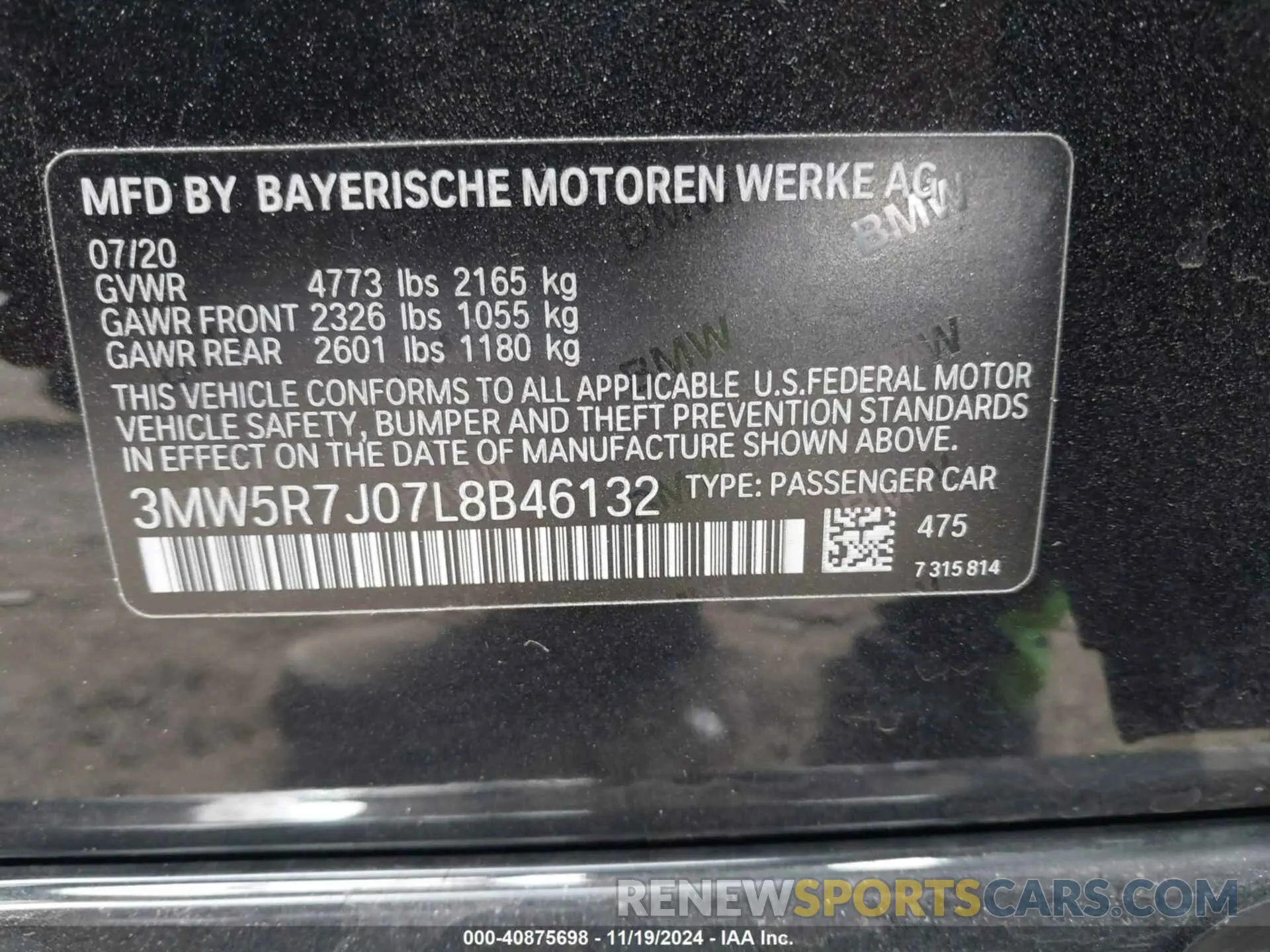 9 fotografías del automóvil dañado 3MW5R7J07L8B46132 BMW 330I 2020