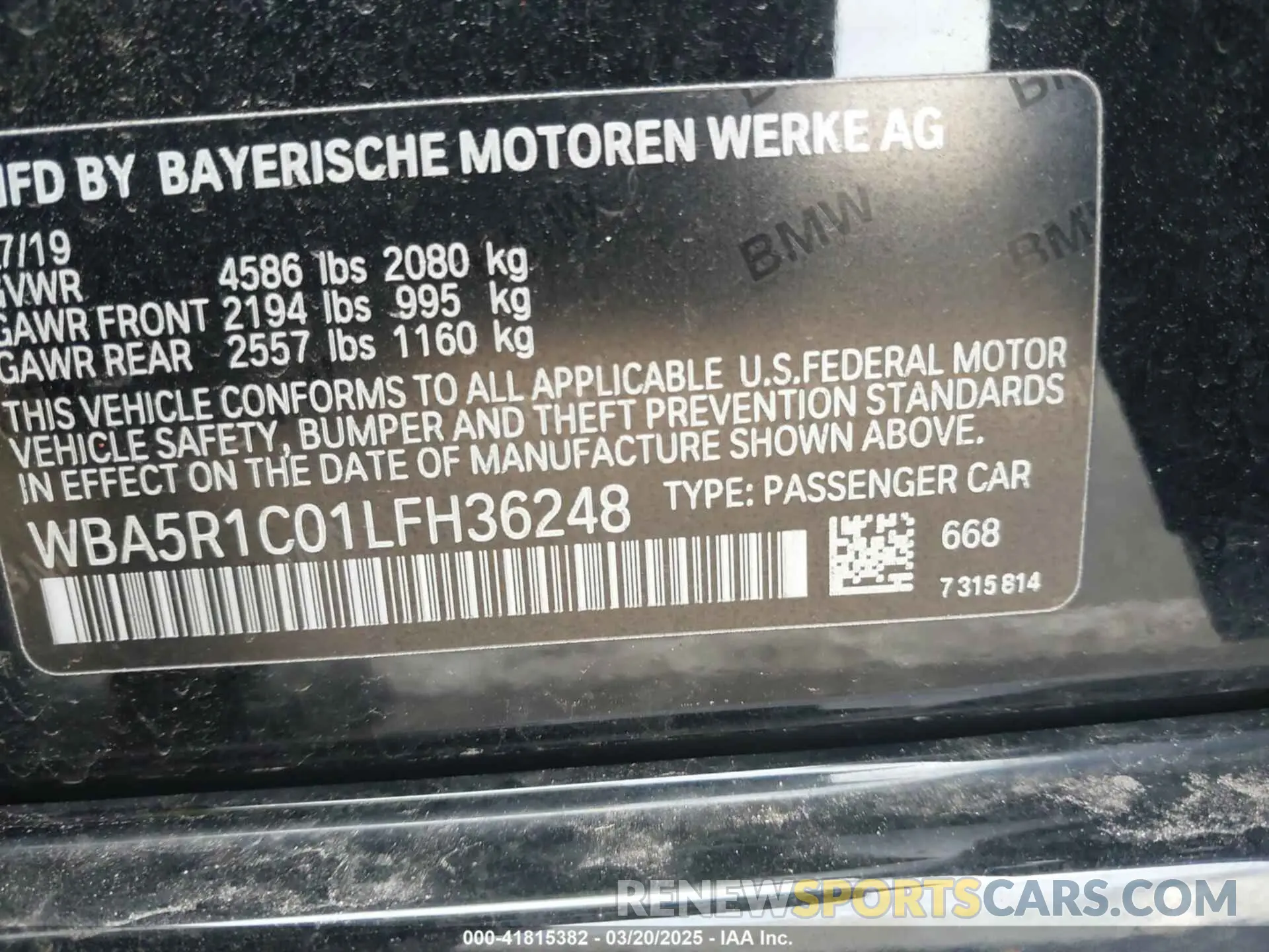 9 fotografías del automóvil dañado WBA5R1C01LFH36248 BMW 330I 2020