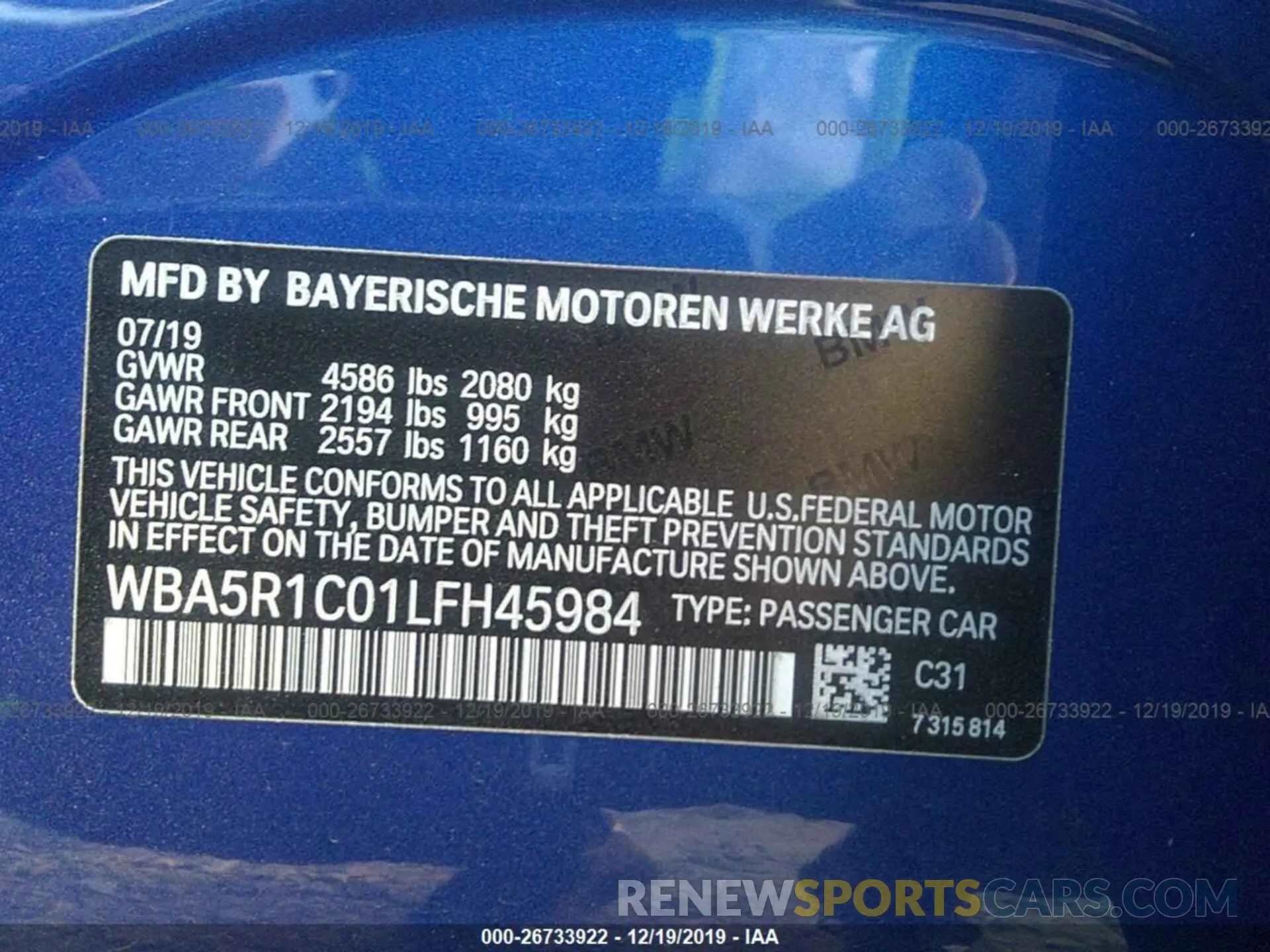 9 fotografías del automóvil dañado WBA5R1C01LFH45984 BMW 330I 2020