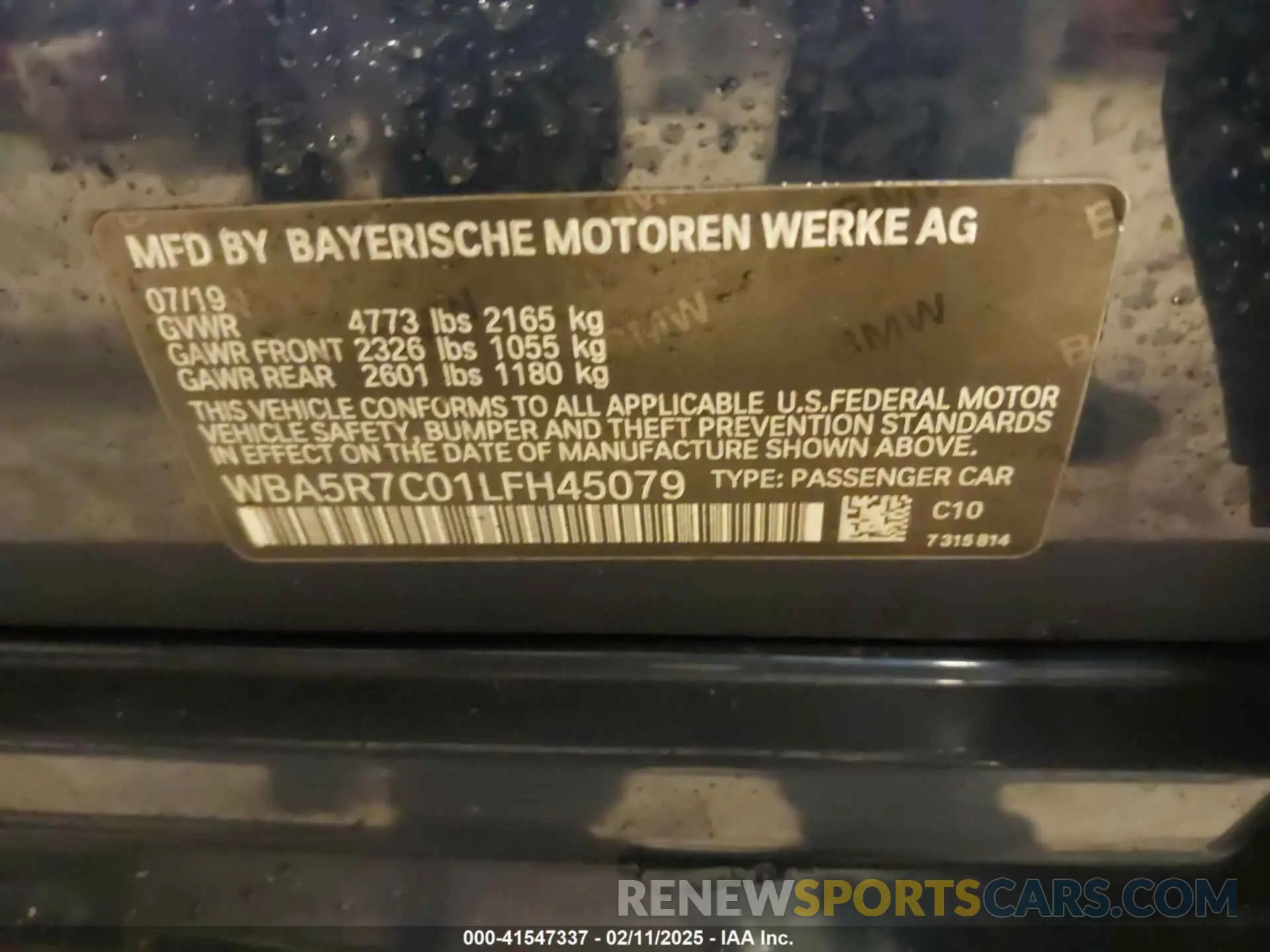 9 fotografías del automóvil dañado WBA5R7C01LFH45079 BMW 330I 2020