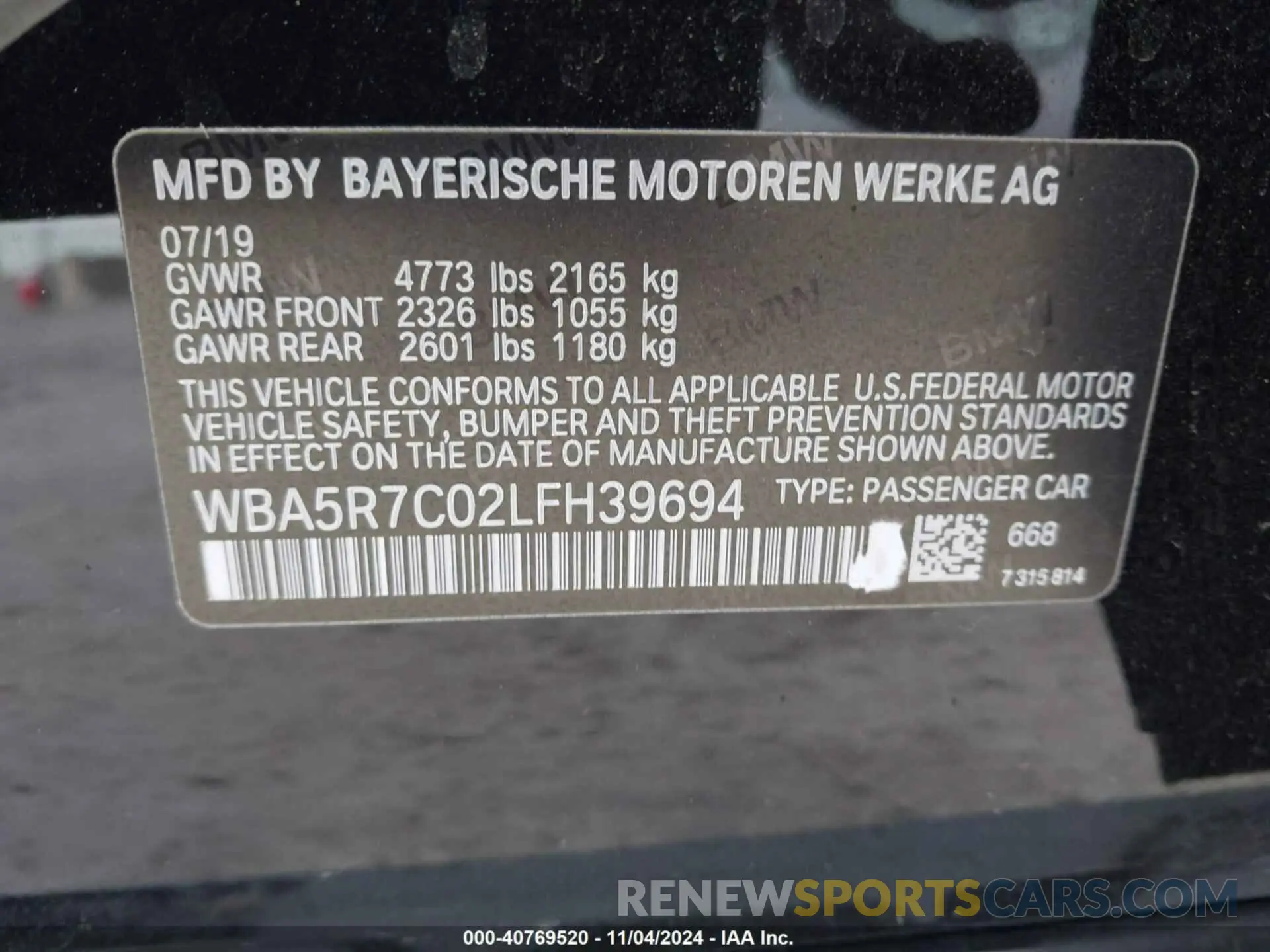9 fotografías del automóvil dañado WBA5R7C02LFH39694 BMW 330I 2020