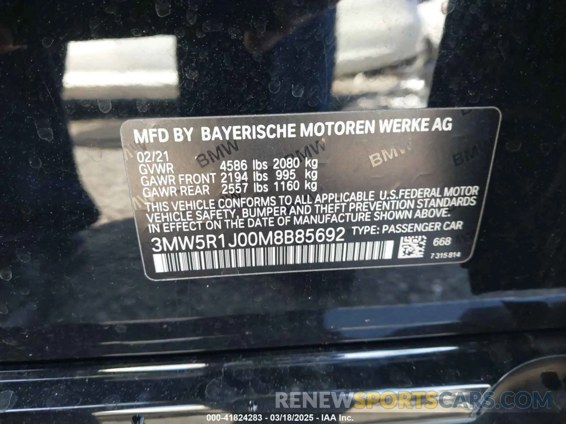 9 fotografías del automóvil dañado 3MW5R1J00M8B85692 BMW 330I 2021