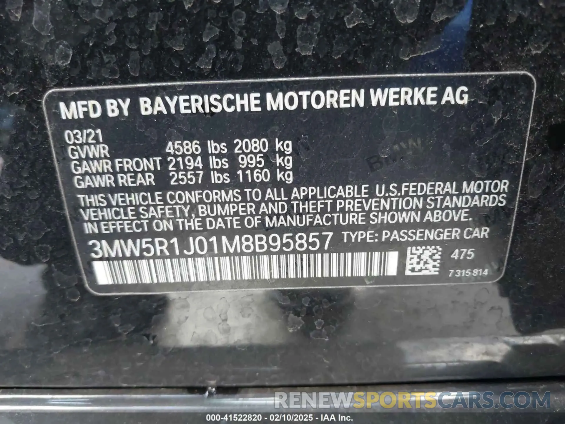 9 fotografías del automóvil dañado 3MW5R1J01M8B95857 BMW 330I 2021