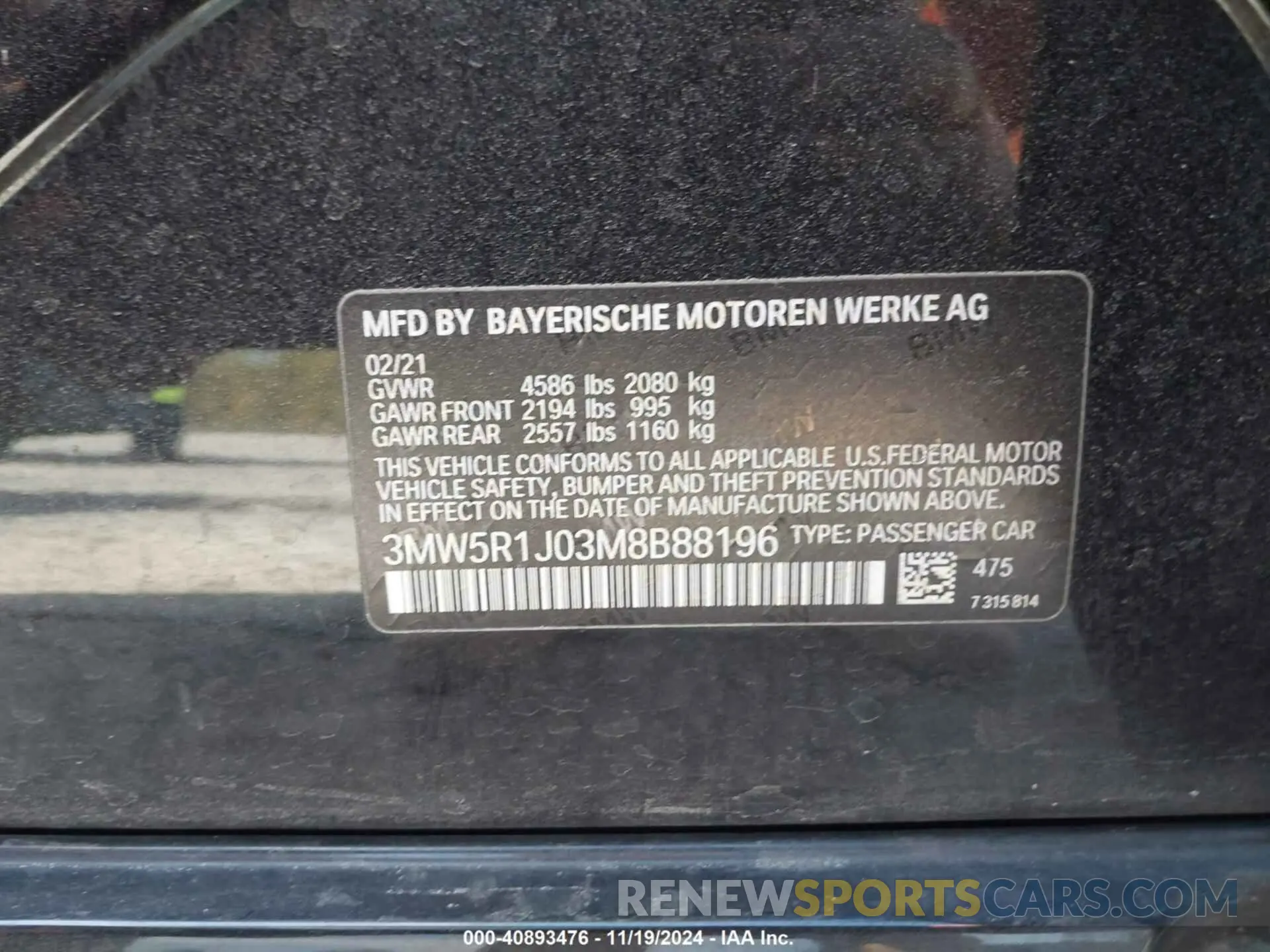 9 fotografías del automóvil dañado 3MW5R1J03M8B88196 BMW 330I 2021