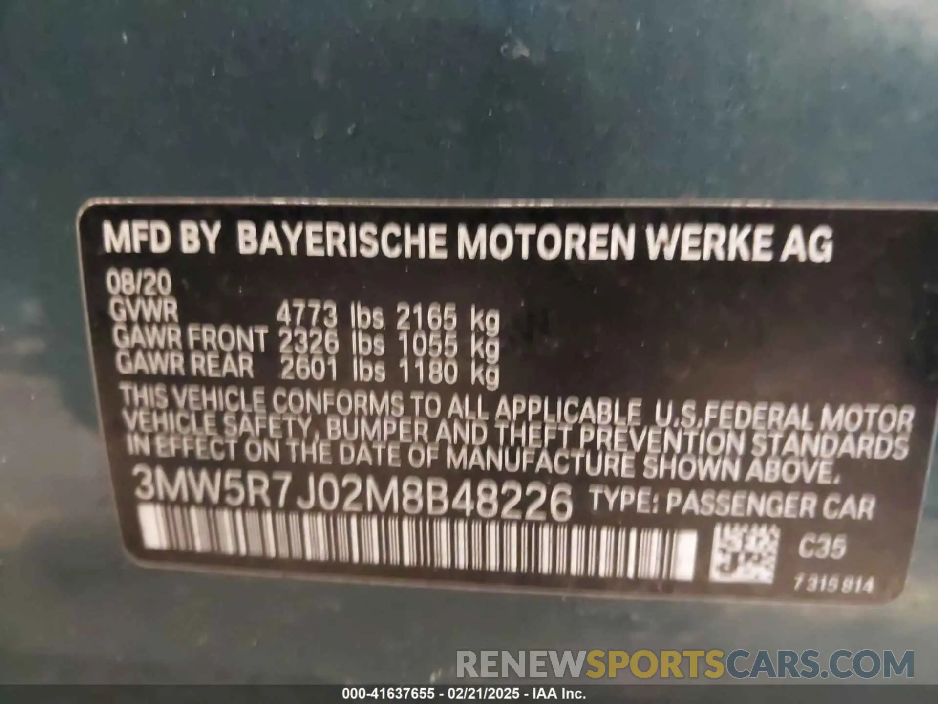 9 fotografías del automóvil dañado 3MW5R7J02M8B48226 BMW 330I 2021