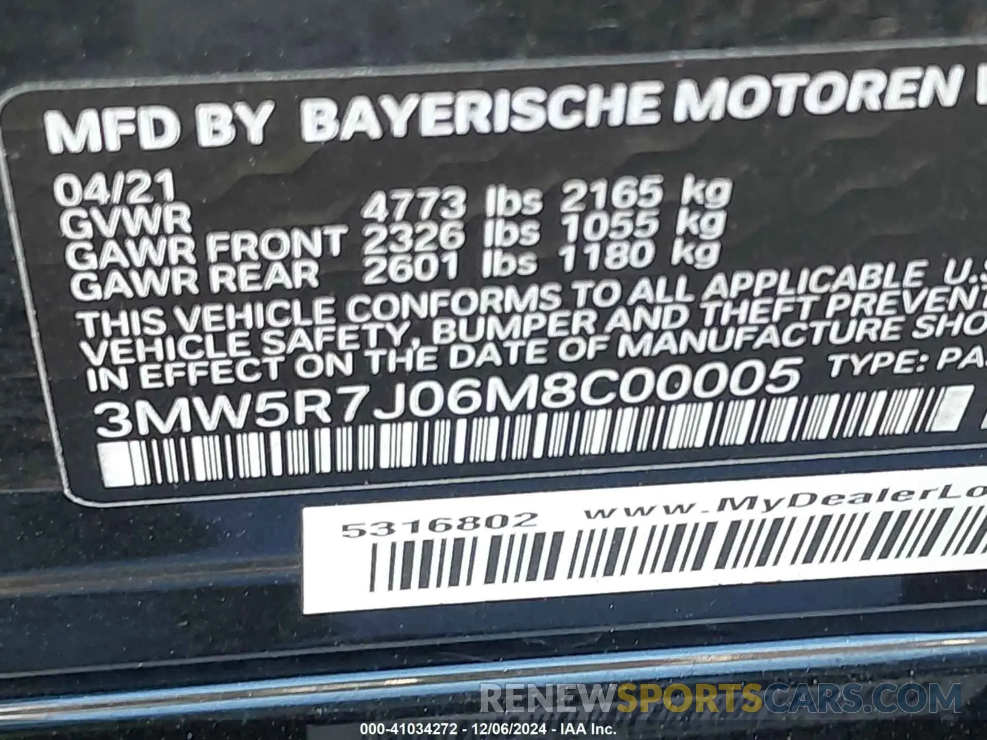 8 fotografías del automóvil dañado 3MW5R7J06M8C00005 BMW 330I 2021