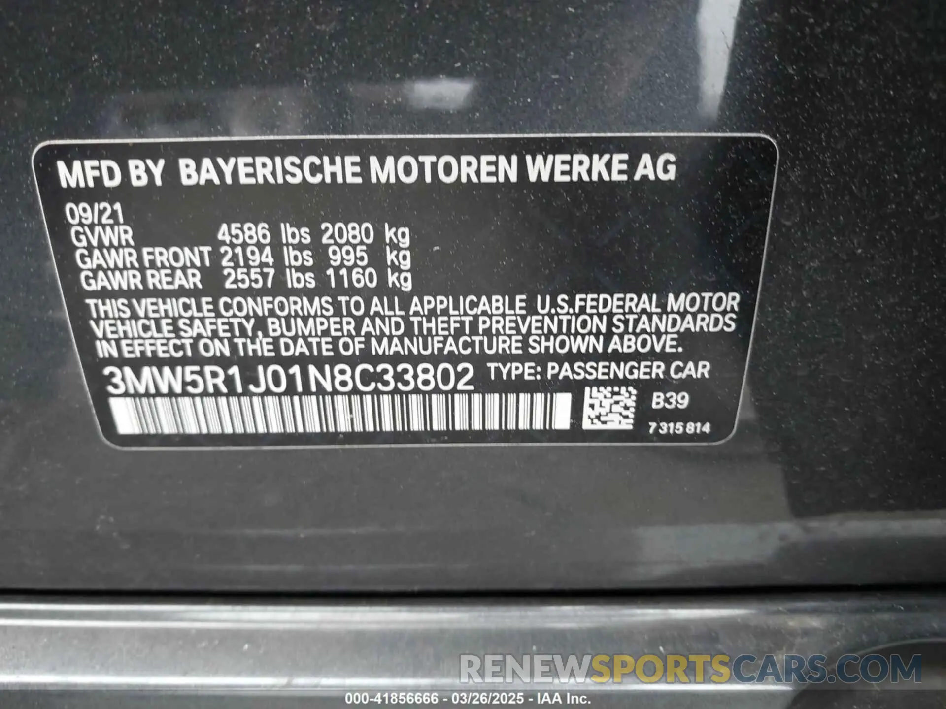 9 fotografías del automóvil dañado 3MW5R1J01N8C33802 BMW 330I 2022
