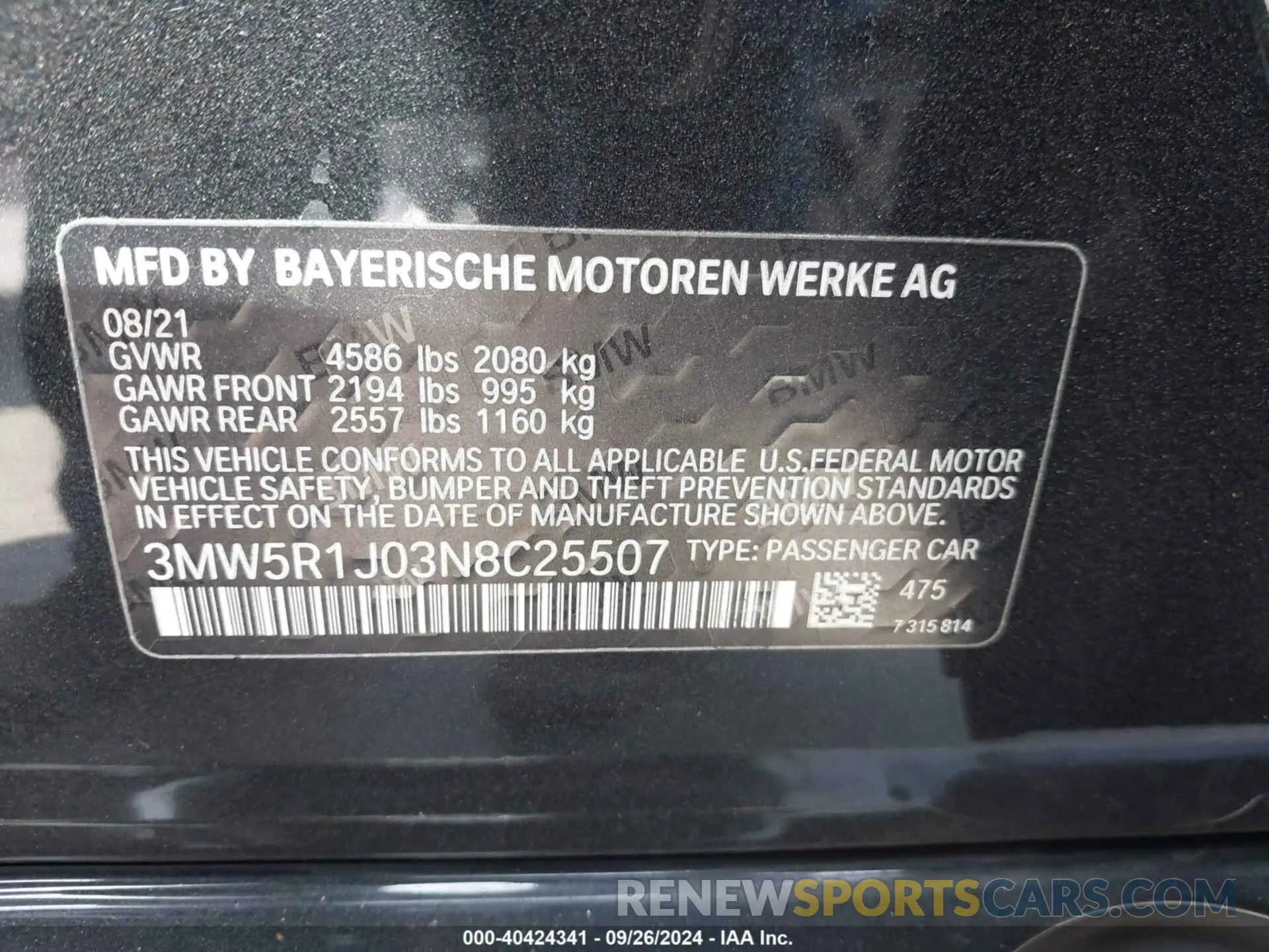 9 fotografías del automóvil dañado 3MW5R1J03N8C25507 BMW 330I 2022