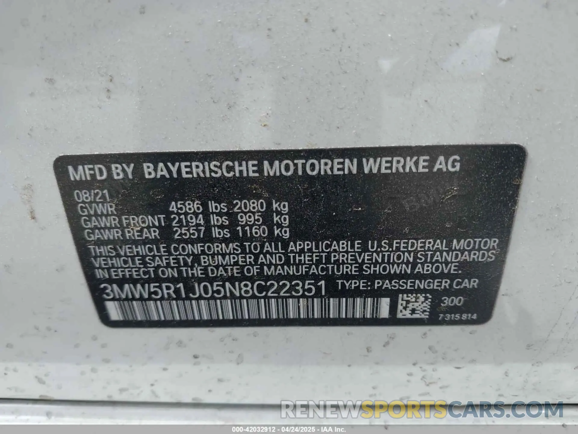 9 fotografías del automóvil dañado 3MW5R1J05N8C22351 BMW 330I 2022