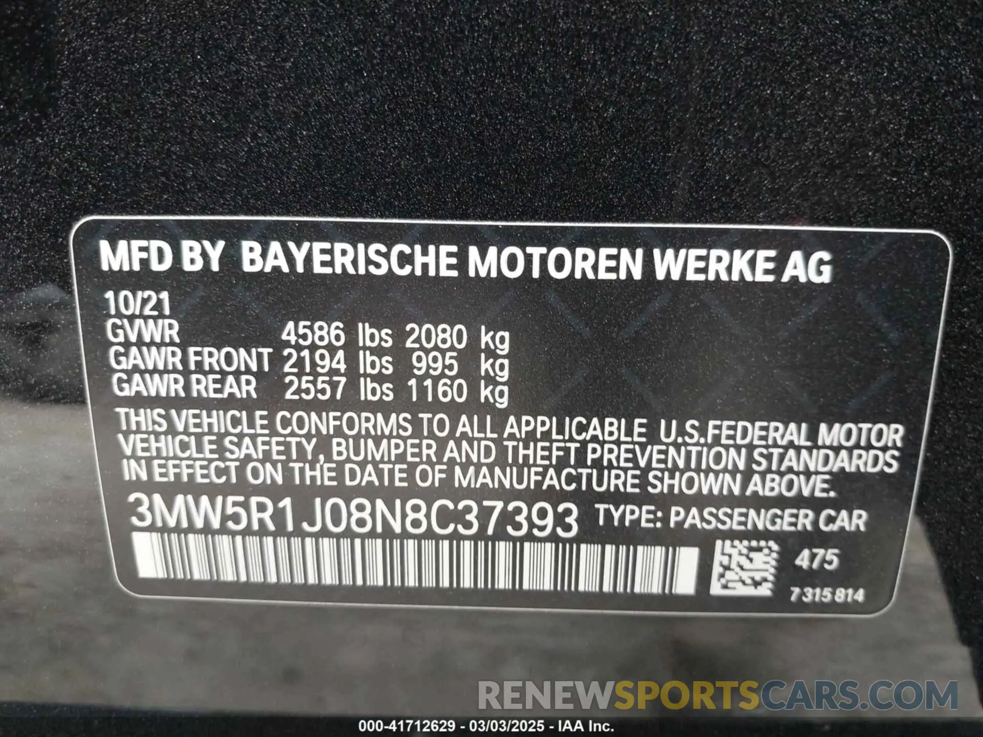 9 fotografías del automóvil dañado 3MW5R1J08N8C37393 BMW 330I 2022