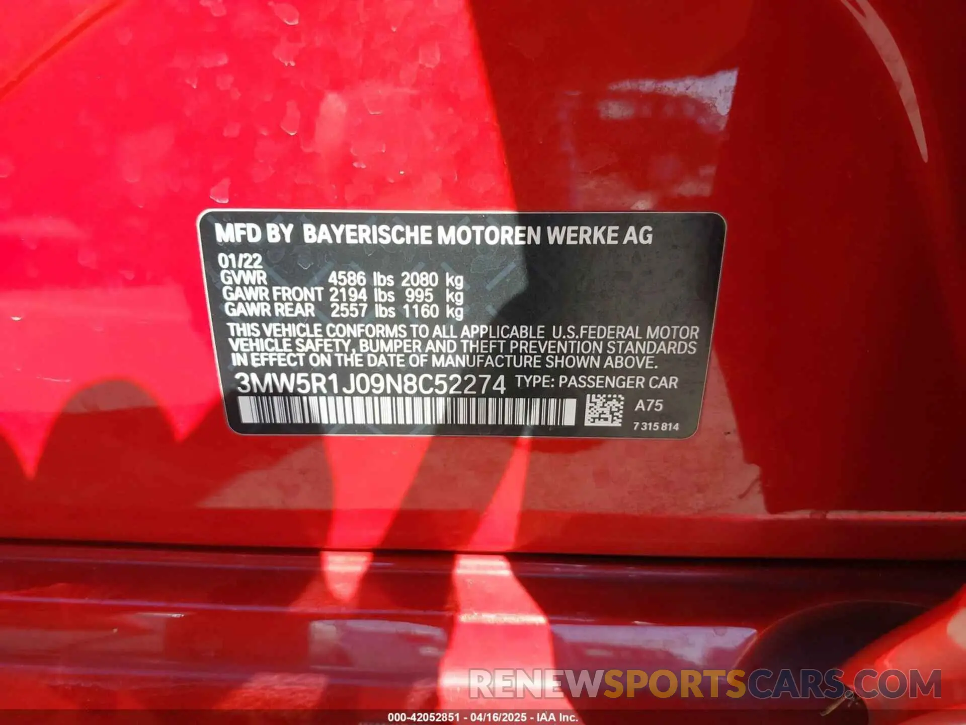 9 fotografías del automóvil dañado 3MW5R1J09N8C52274 BMW 330I 2022