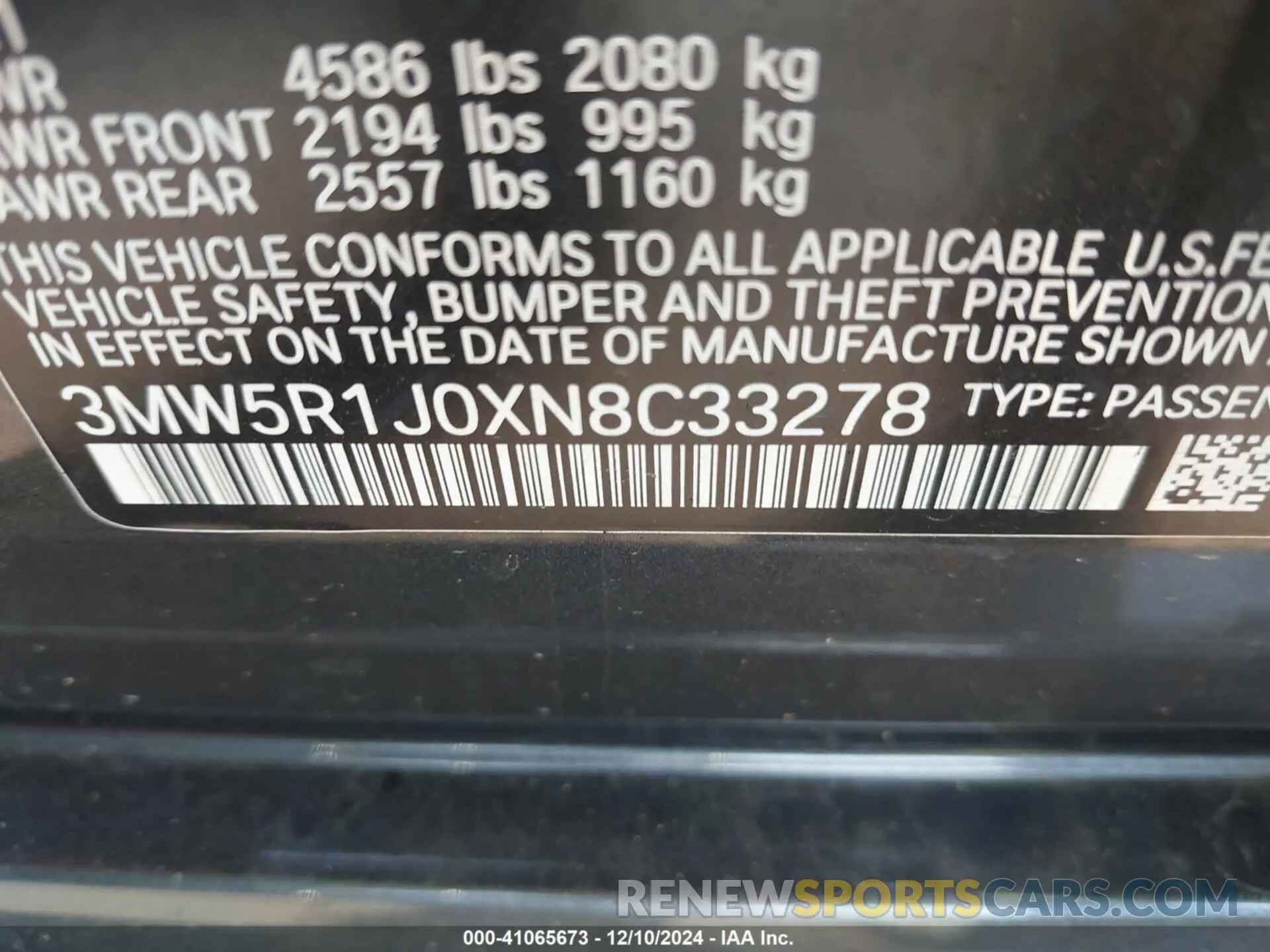 9 fotografías del automóvil dañado 3MW5R1J0XN8C33278 BMW 330I 2022
