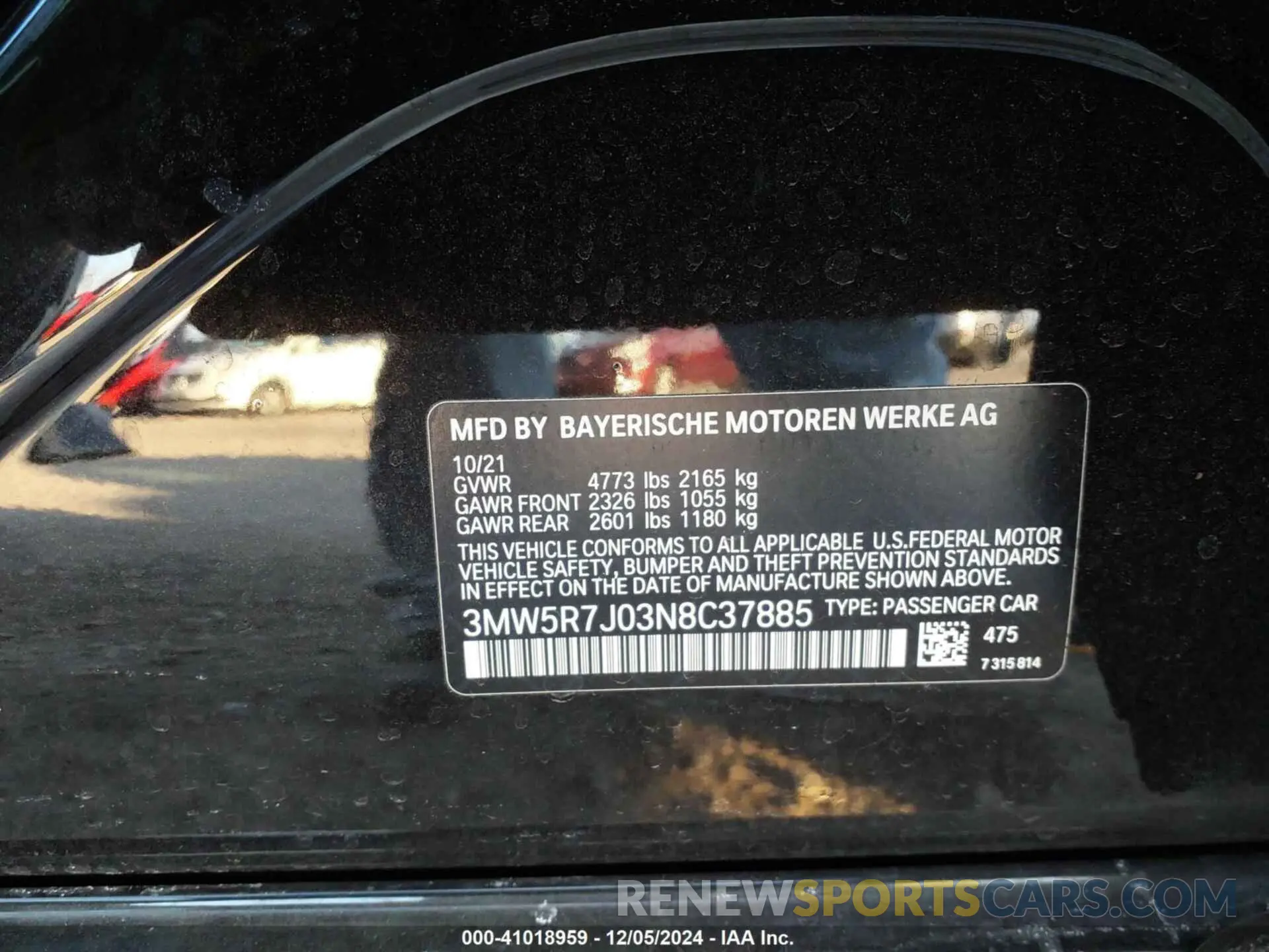 9 fotografías del automóvil dañado 3MW5R7J03N8C37885 BMW 330I 2022