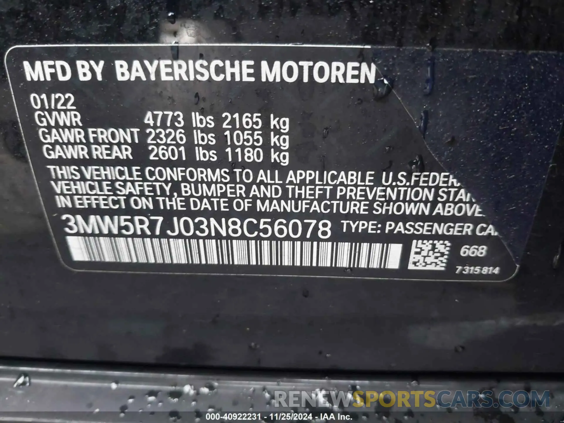 9 fotografías del automóvil dañado 3MW5R7J03N8C56078 BMW 330I 2022