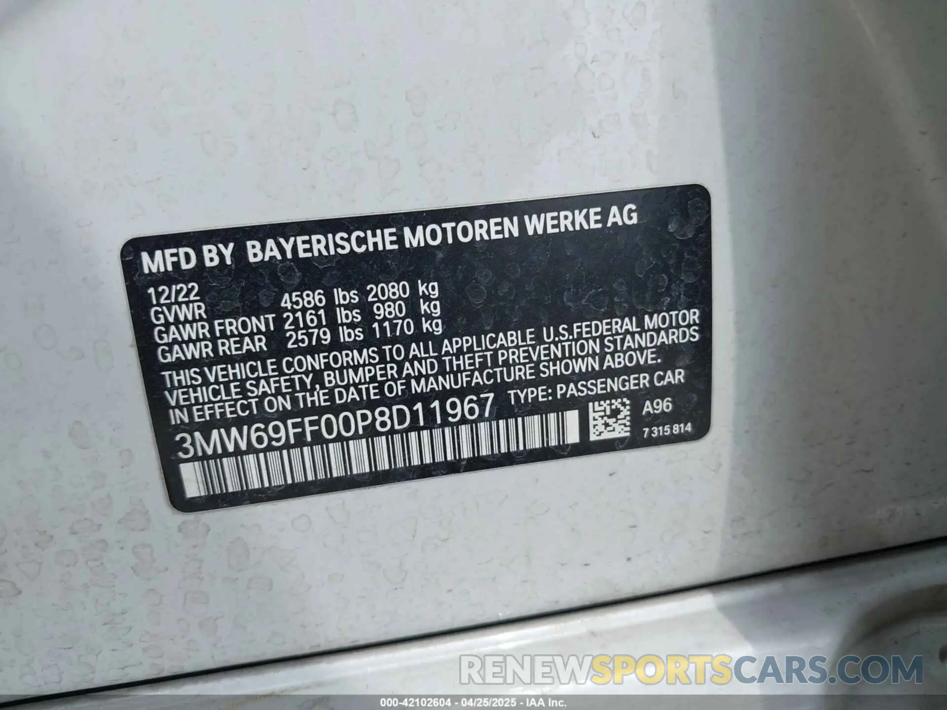 9 fotografías del automóvil dañado 3MW69FF00P8D11967 BMW 330I 2023