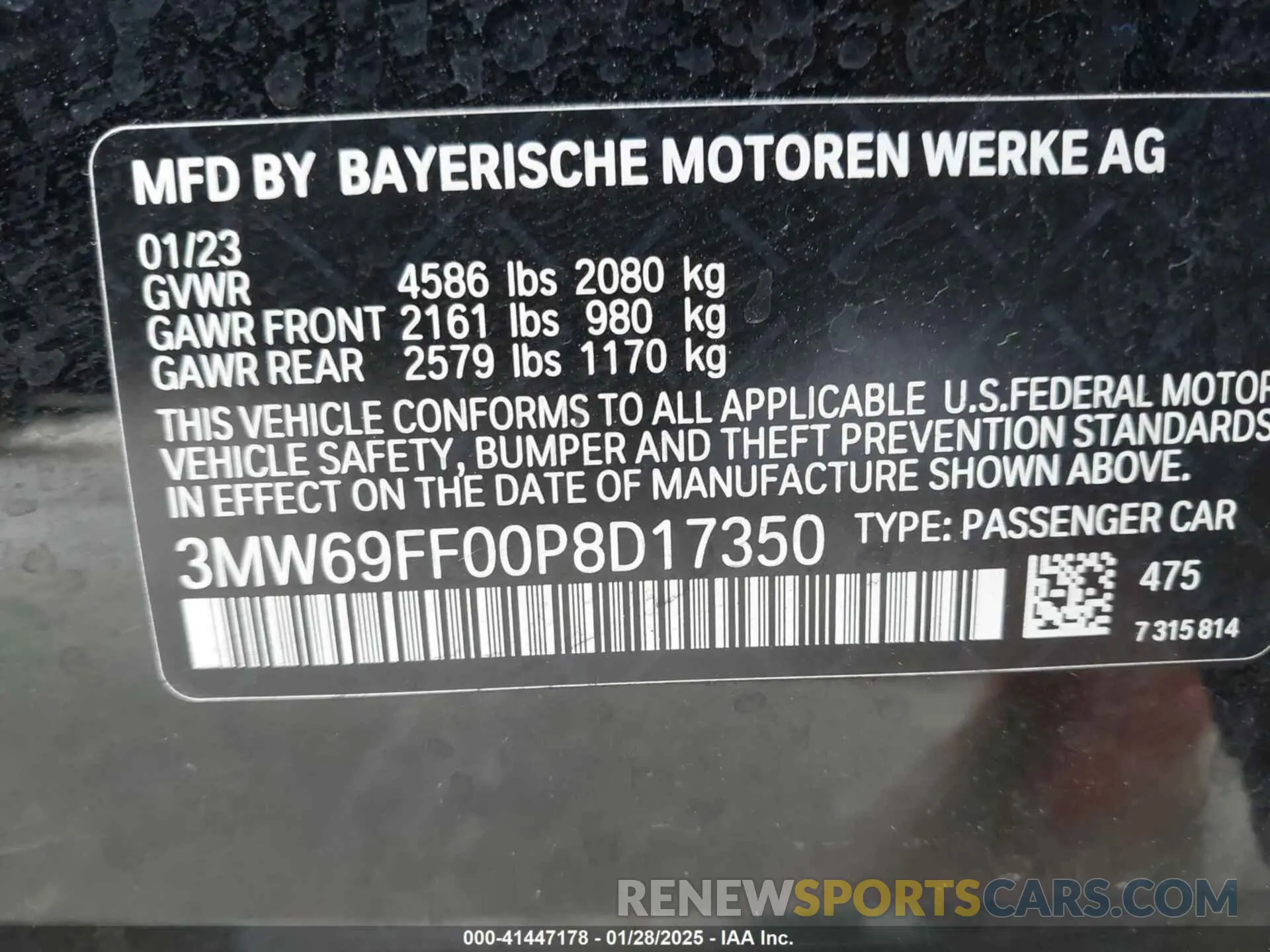 9 fotografías del automóvil dañado 3MW69FF00P8D17350 BMW 330I 2023