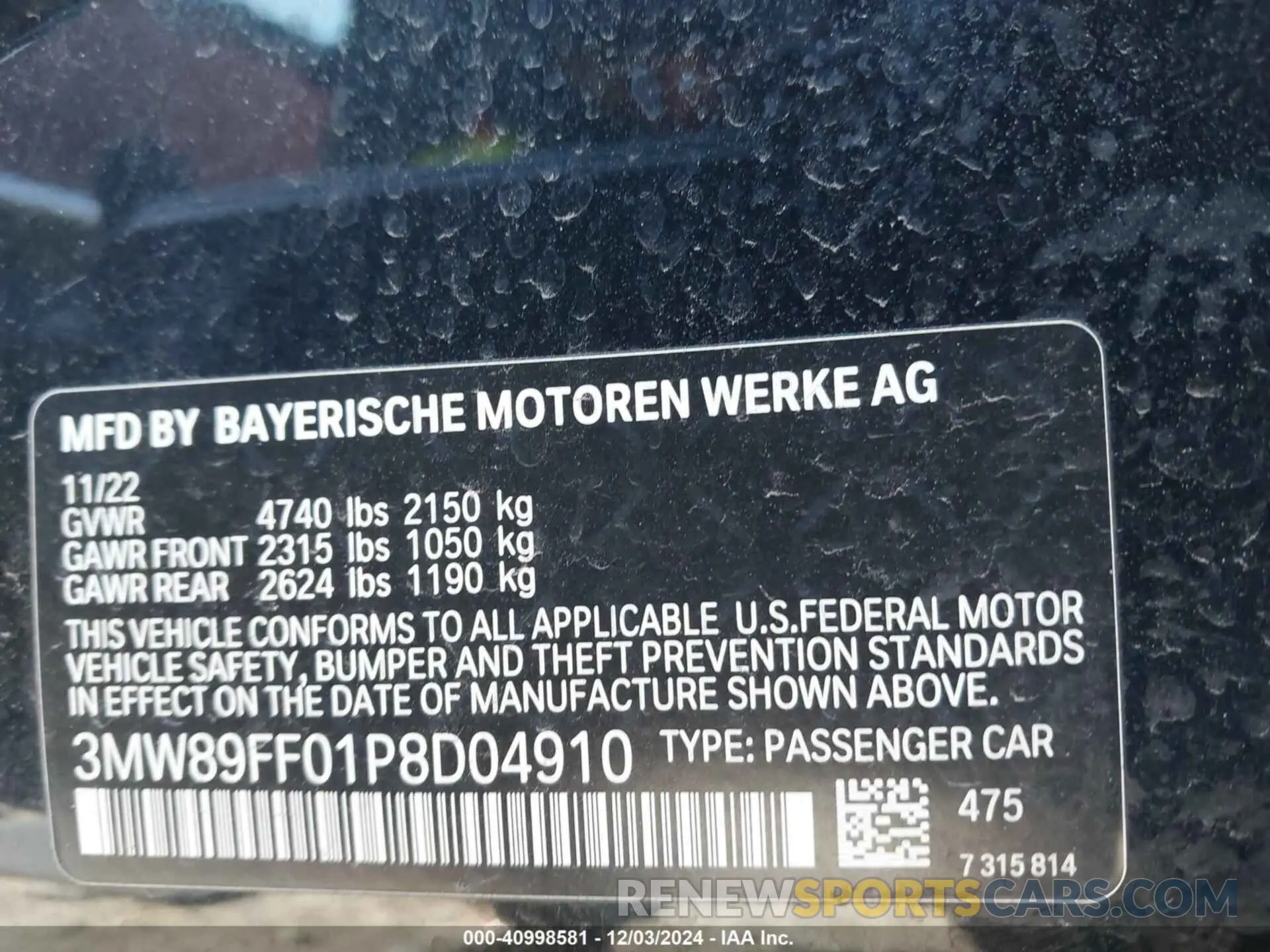 9 fotografías del automóvil dañado 3MW89FF01P8D04910 BMW 330I 2023