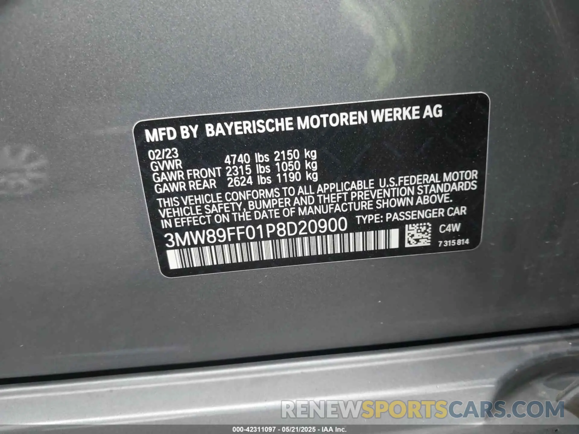 9 fotografías del automóvil dañado 3MW89FF01P8D20900 BMW 330I 2023
