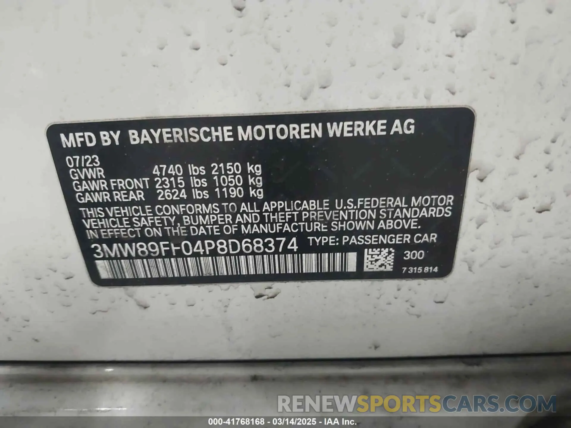 9 fotografías del automóvil dañado 3MW89FF04P8D68374 BMW 330I 2023