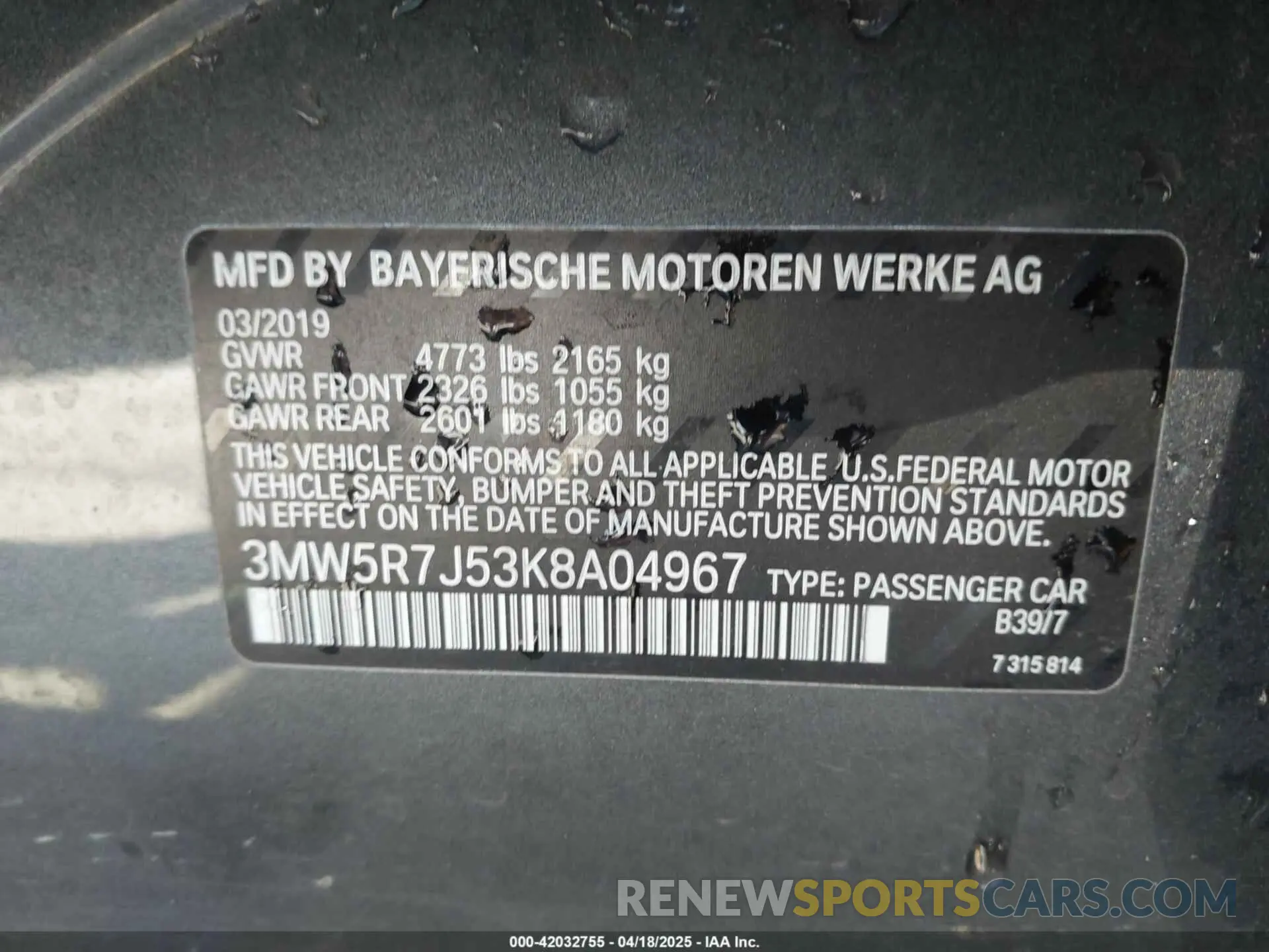 9 fotografías del automóvil dañado 3MW5R7J53K8A04967 BMW 330XI 2019