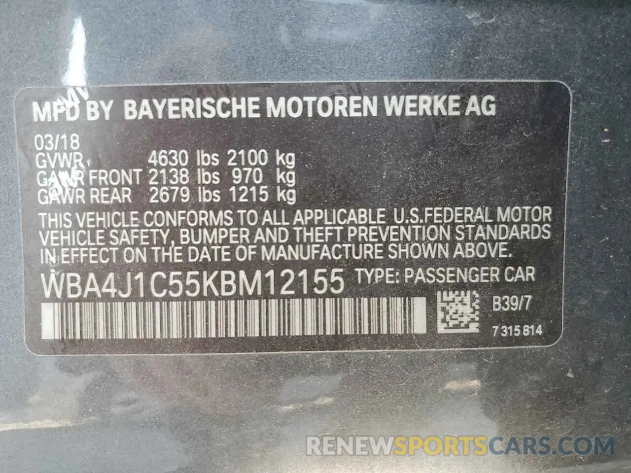 13 fotografías del automóvil dañado WBA4J1C55KBM12155 BMW 4 SERIES 2019