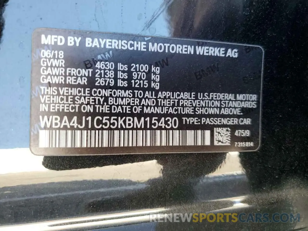 12 fotografías del automóvil dañado WBA4J1C55KBM15430 BMW 4 SERIES 2019