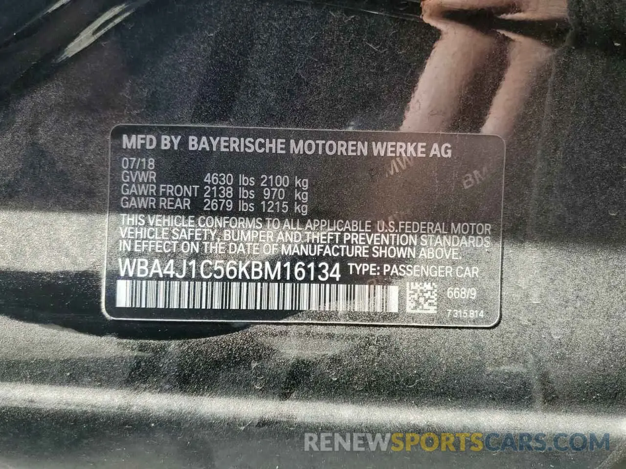 12 fotografías del automóvil dañado WBA4J1C56KBM16134 BMW 4 SERIES 2019