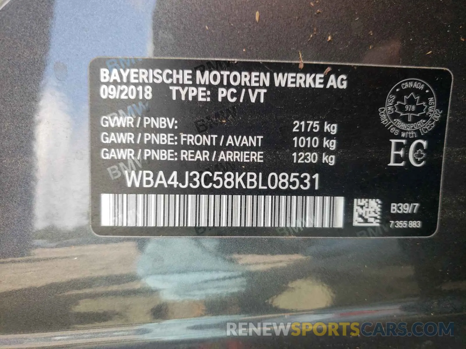 10 fotografías del automóvil dañado WBA4J3C58KBL08531 BMW 4 SERIES 2019