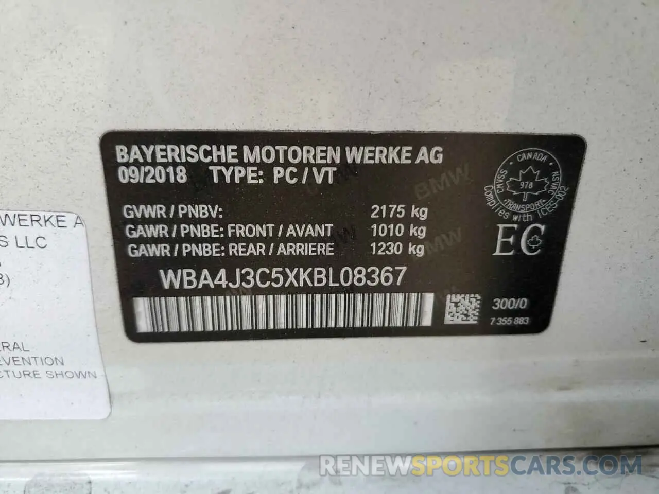 12 fotografías del automóvil dañado WBA4J3C5XKBL08367 BMW 4 SERIES 2019