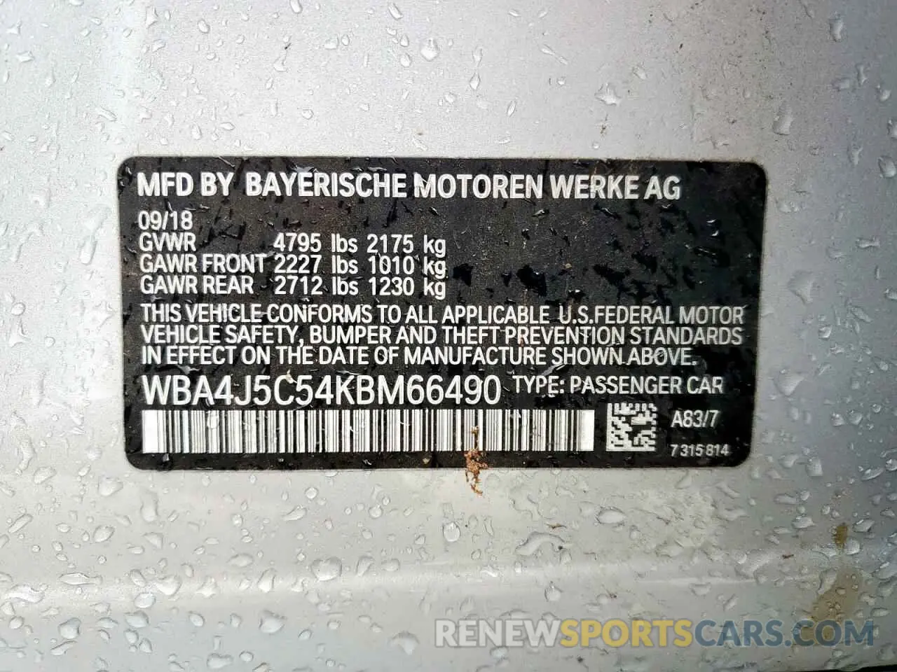 12 fotografías del automóvil dañado WBA4J5C54KBM66490 BMW 4 SERIES 2019