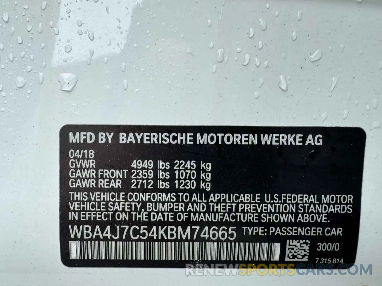 10 fotografías del automóvil dañado WBA4J7C54KBM74665 BMW 4 SERIES 2019