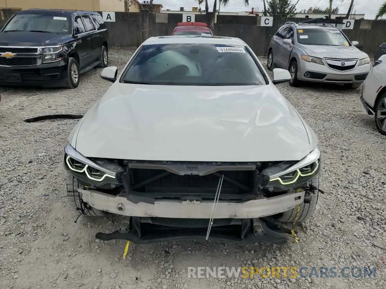 5 fotografías del automóvil dañado WBA4W3C54KAF92329 BMW 4 SERIES 2019