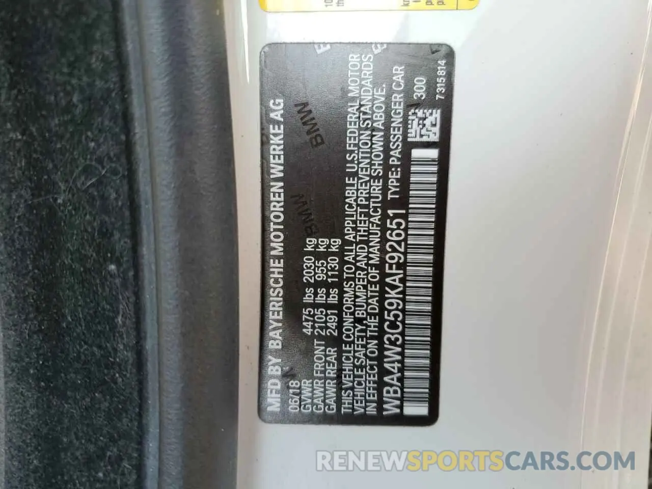 12 fotografías del automóvil dañado WBA4W3C59KAF92651 BMW 4 SERIES 2019