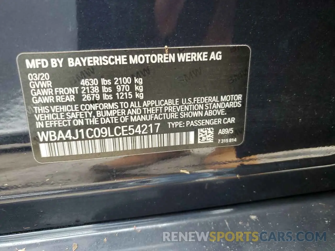 13 fotografías del automóvil dañado WBA4J1C09LCE54217 BMW 4 SERIES 2020