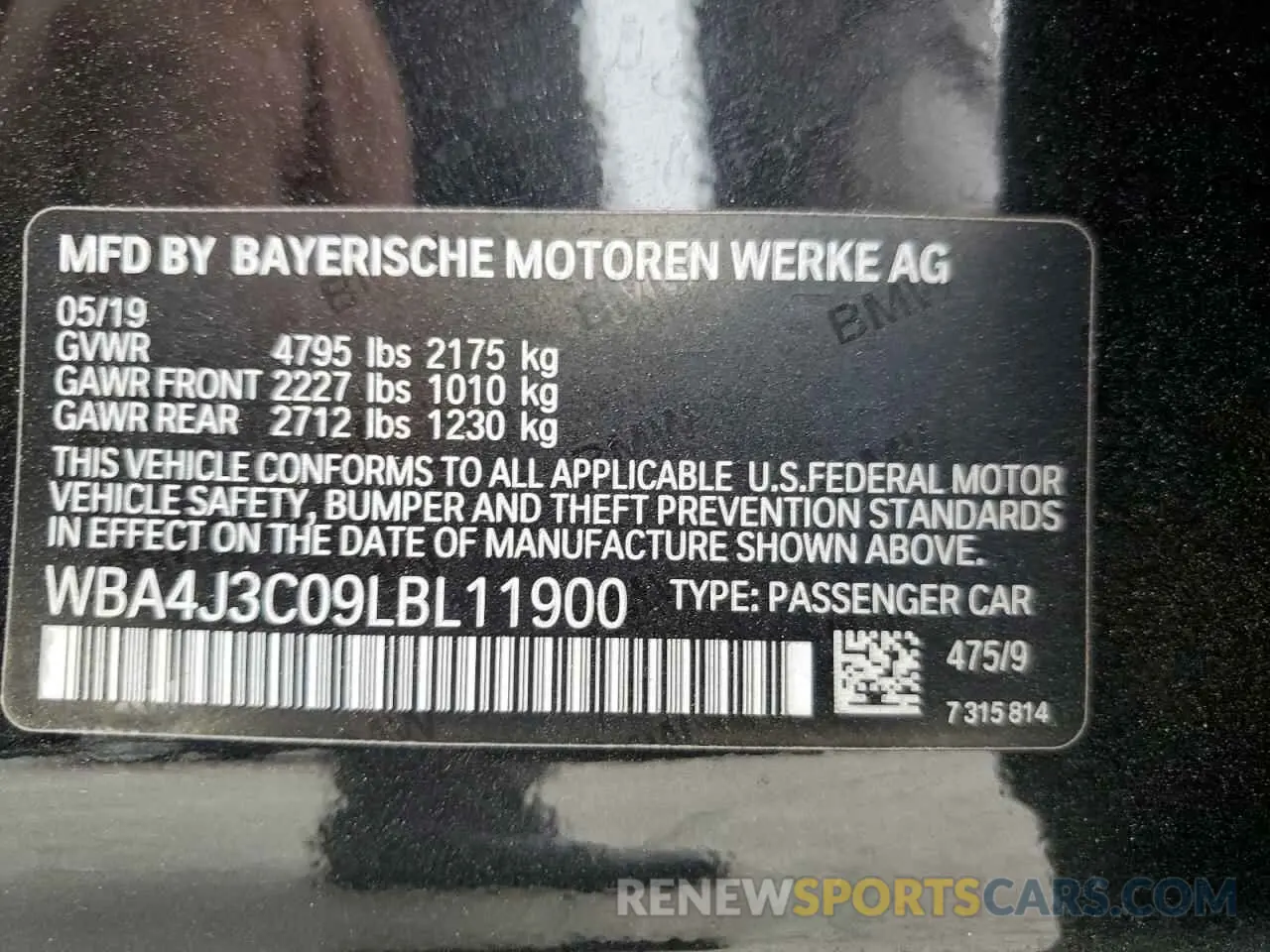 12 fotografías del automóvil dañado WBA4J3C09LBL11900 BMW 4 SERIES 2020
