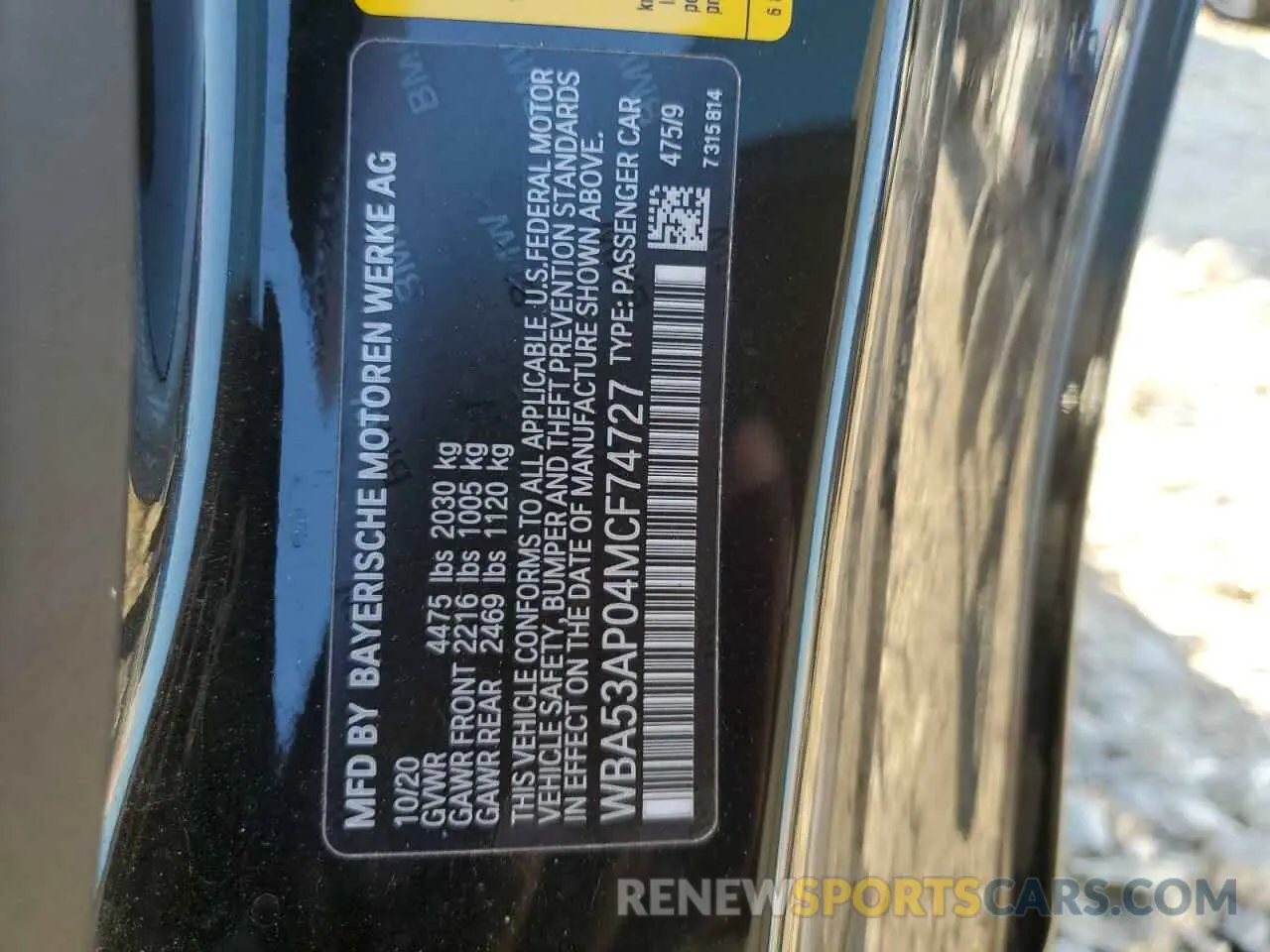 12 fotografías del automóvil dañado WBA53AP04MCF74727 BMW 4 SERIES 2021