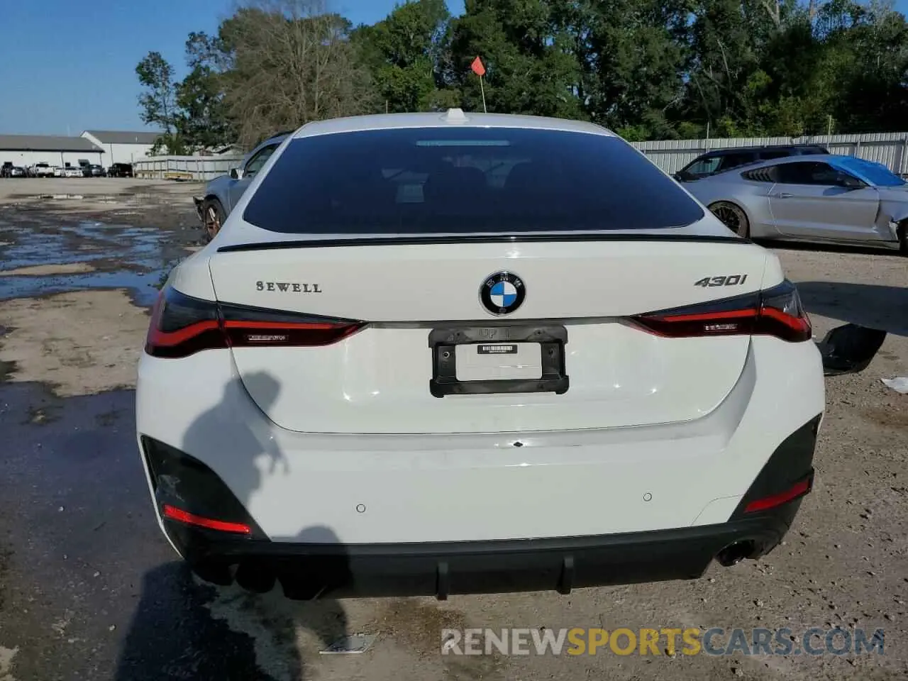 6 fotografías del automóvil dañado WBA63AV01NFM18231 BMW 4 SERIES 2022