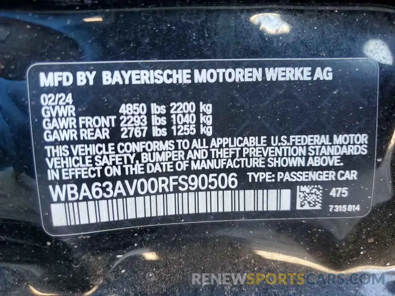 13 fotografías del automóvil dañado WBA63AV00RFS90506 BMW 4 SERIES 2024