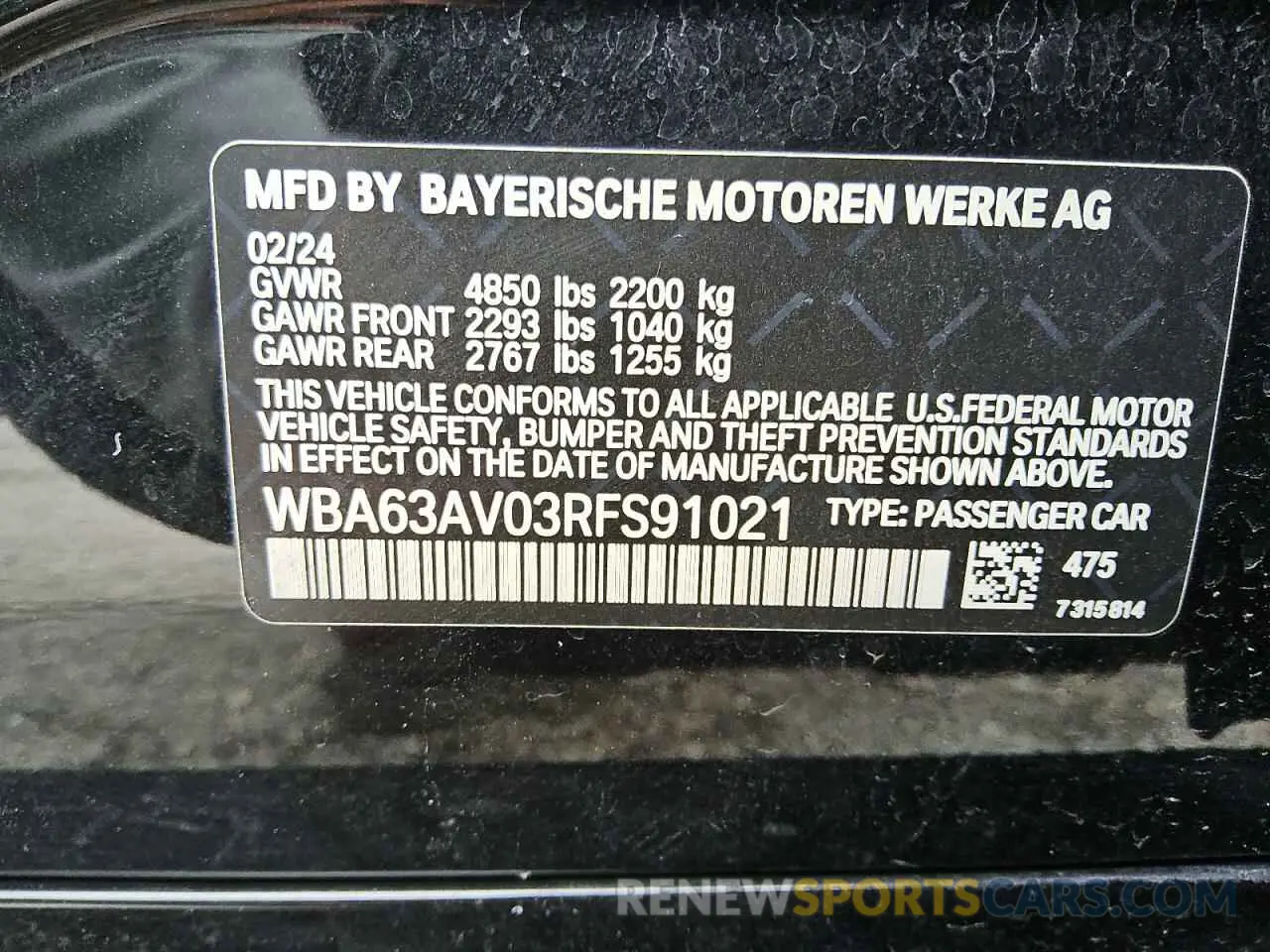 12 fotografías del automóvil dañado WBA63AV03RFS91021 BMW 4 SERIES 2024