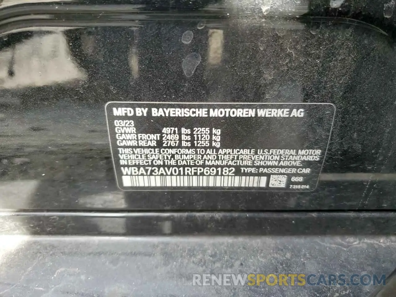 12 fotografías del automóvil dañado WBA73AV01RFP69182 BMW 4 SERIES 2024